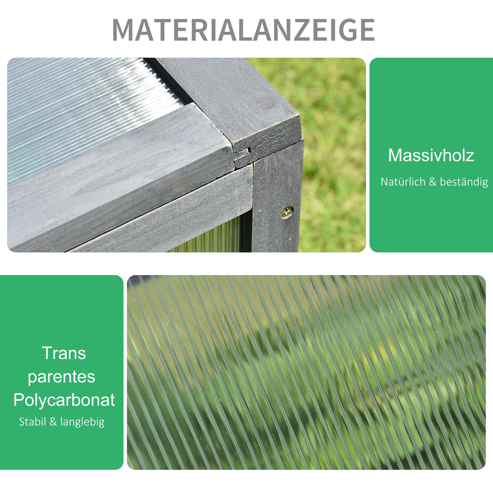 Outsunny Mini-Gewächshaus, Kleines Gewächshaus für den Garten, mit PC-Platten, Gute Lichtdurchlässigkeit, 100L x 65B x 40H cm