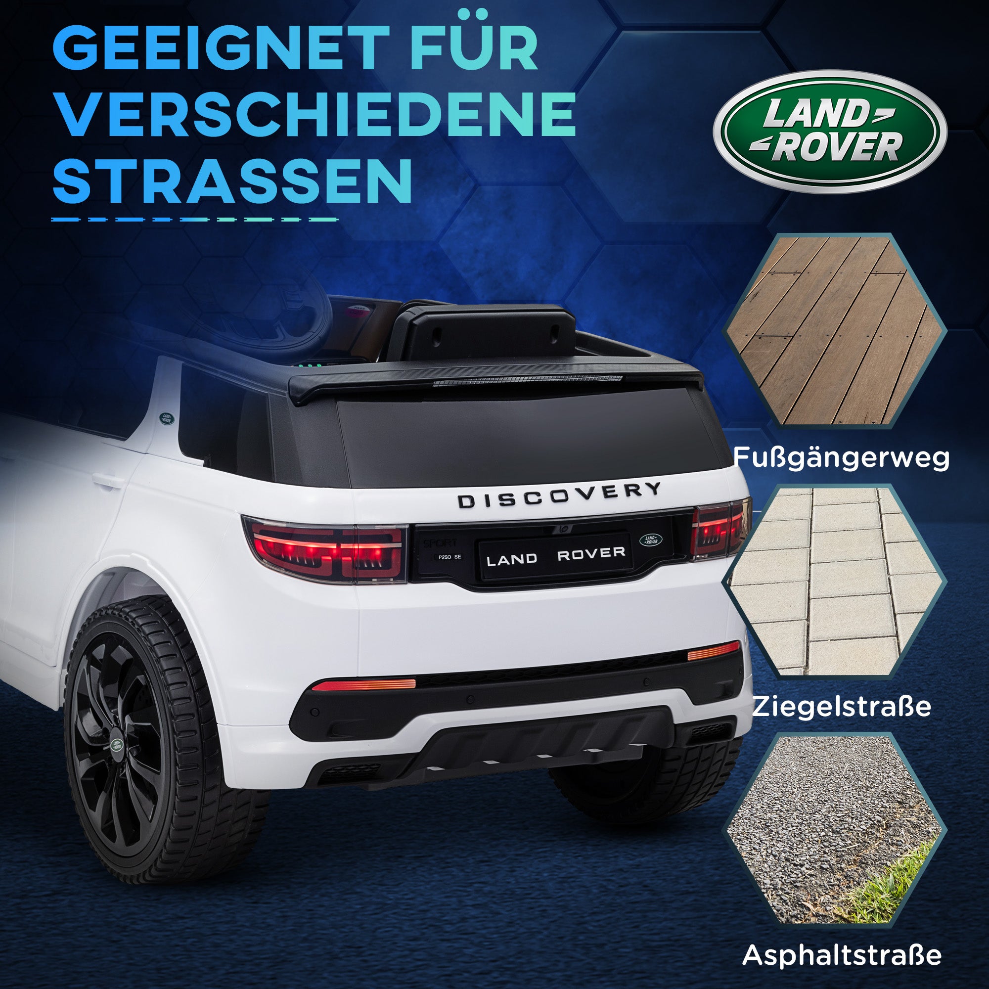 AIYAPLAY Kinder-Elektroauto, 12V Kinderfahrzeug mit Fernbedienung, LED-Lichtern, Musik und Hupe, 3-6 Jahre, Weiß