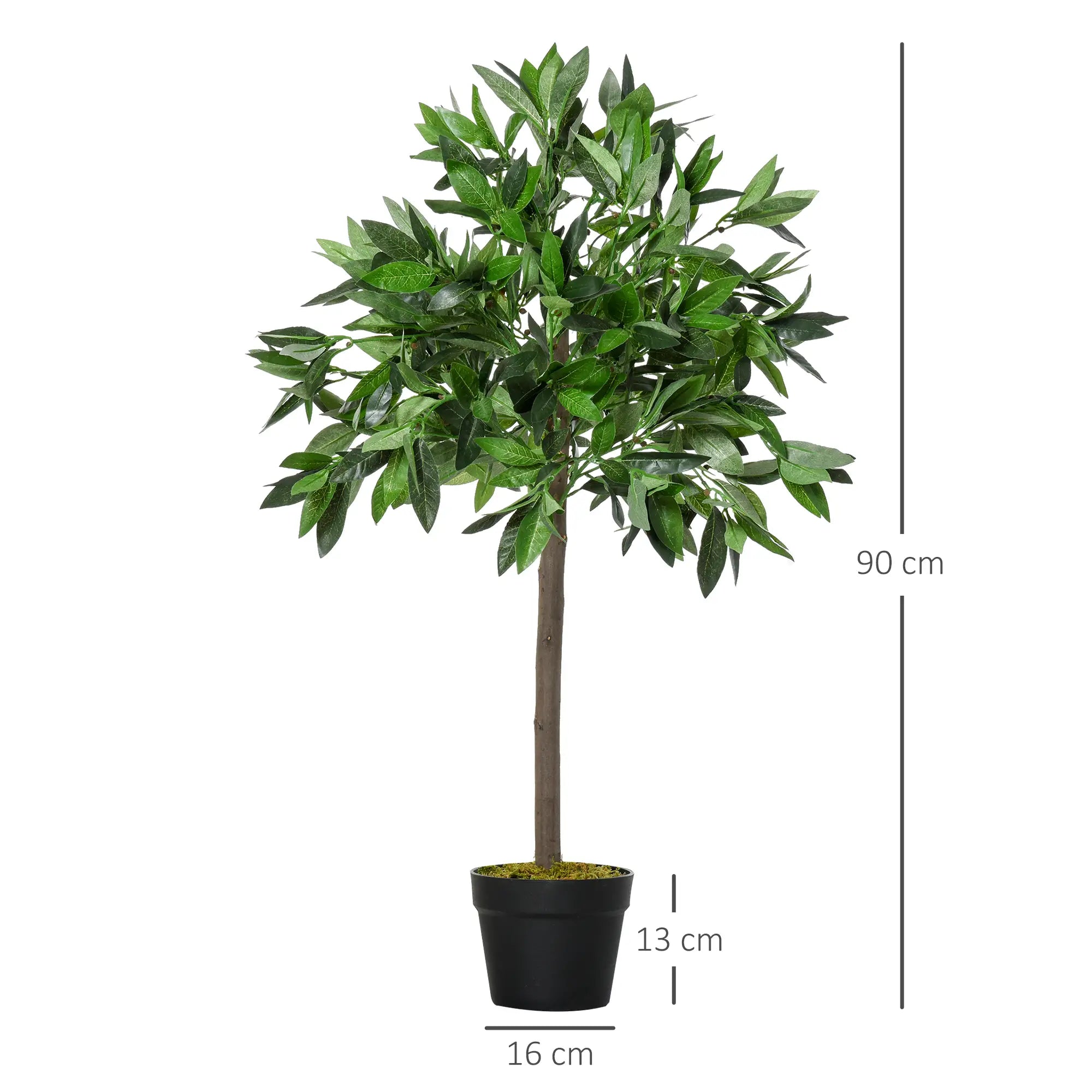Outsunny 2er-Set Künstlicher Lorbeerbaum 90?cm im Zementtopf