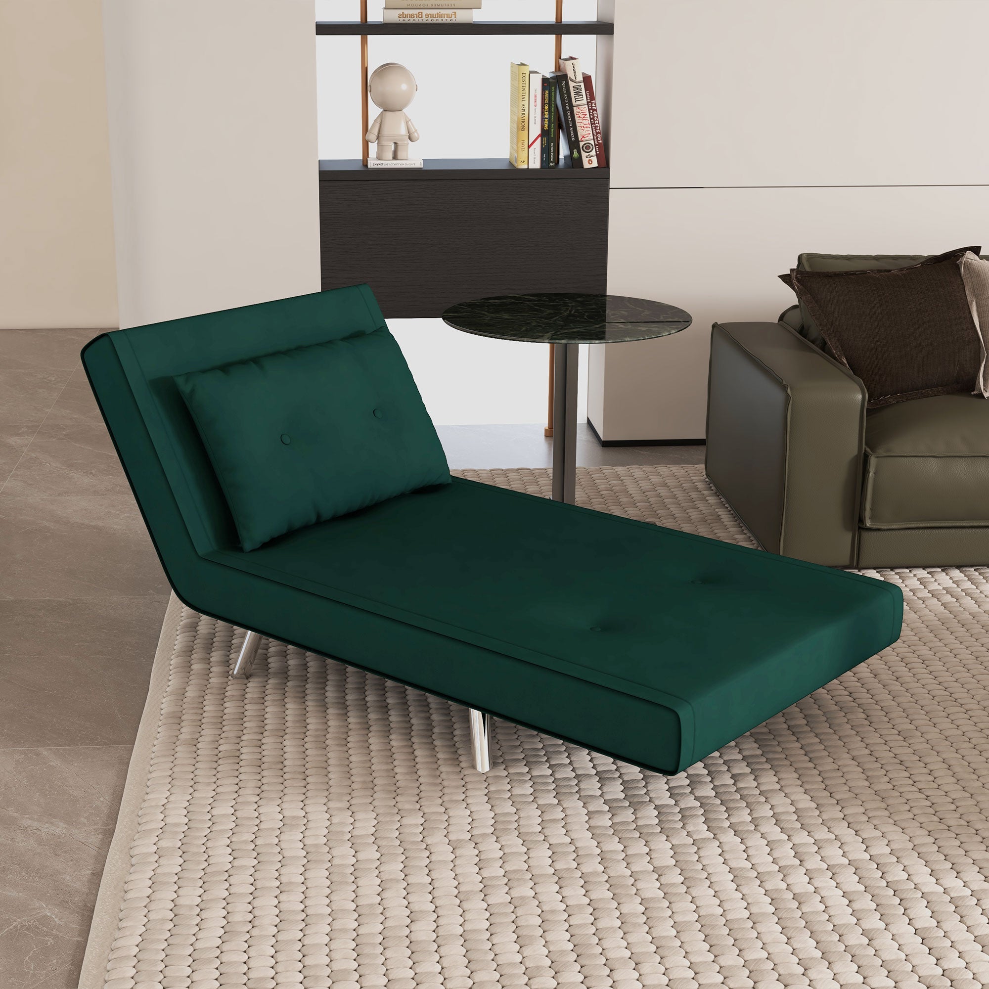 HOMCOM Liegesessel Sessel mit Liegefunktion Schlafsessel, Knopfheftung, Leinenoptik, 77 cm x 88 cm x 83 cm, Grün