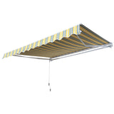 Outsunny Markise Gelenkarmmarkise Sonnenschutz Handkurbel Balkon Alu Gelb Grau 2,95 x 2,45 m, 2,95m x 2,45m