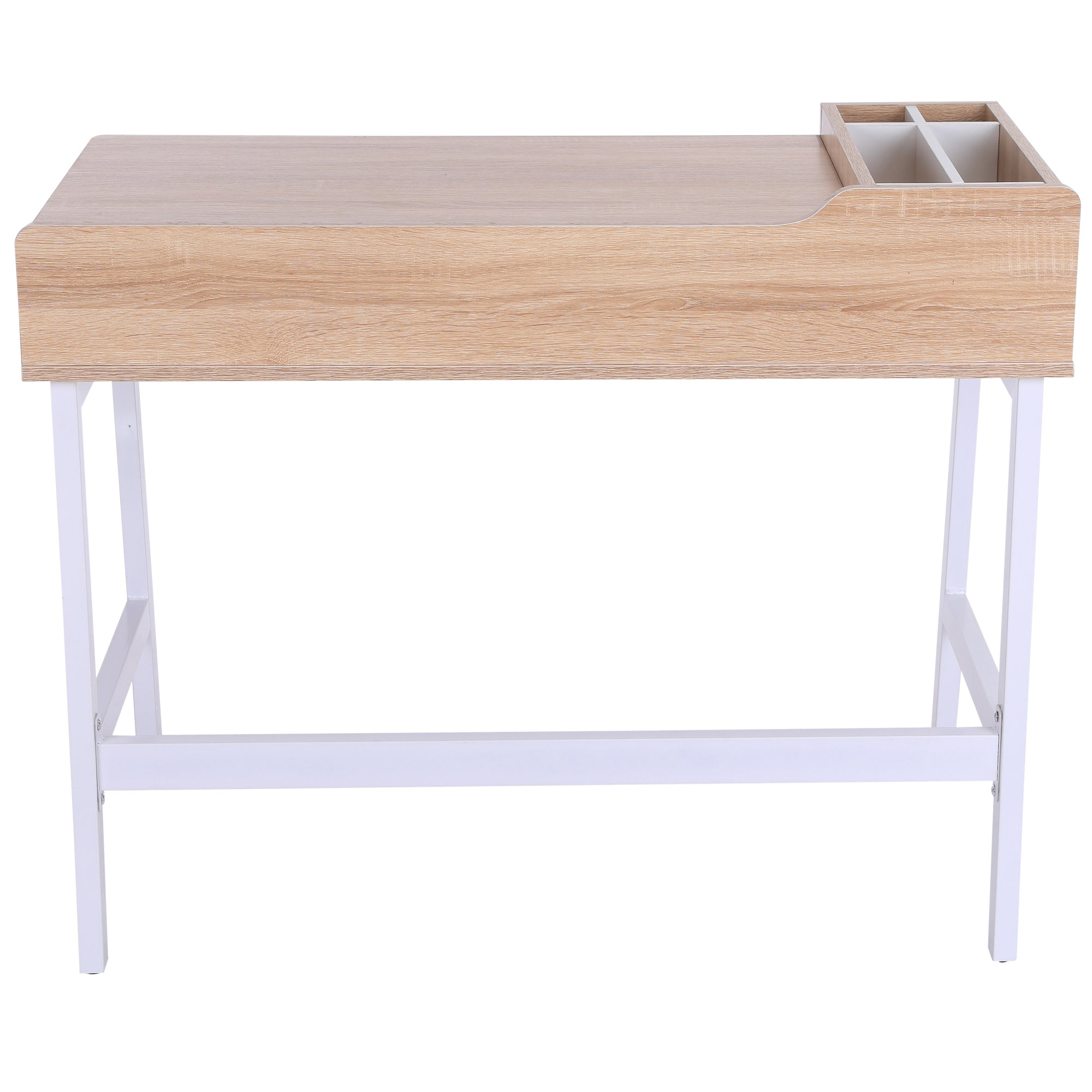 HOMCOM Schreibtisch Computertisch Bürotisch Arbeitstisch PC Tisch vielseitig verwendbar mit sechs Ablagefächern Schublade Breite Tischplatte für Arbeitszimmer Büro und Wohheim Natur 100 x 55 x 81,5 cm