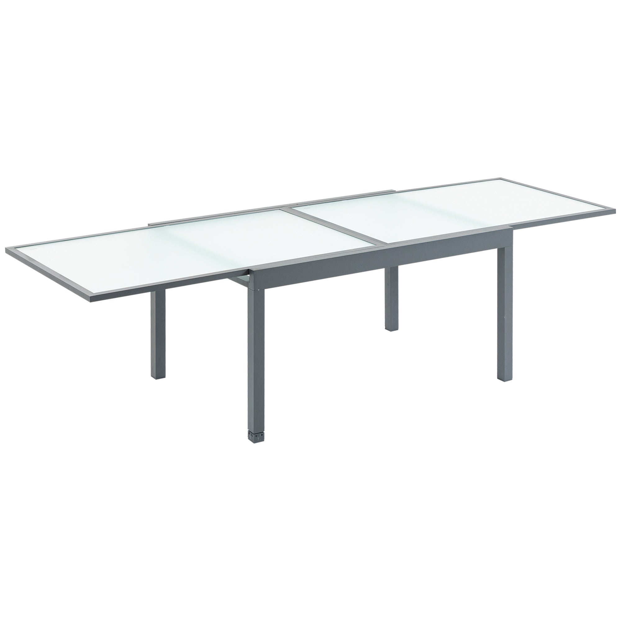 Outsunny Gartentisch ausziehbar gehärtetes Glas Outdoor Esstisch