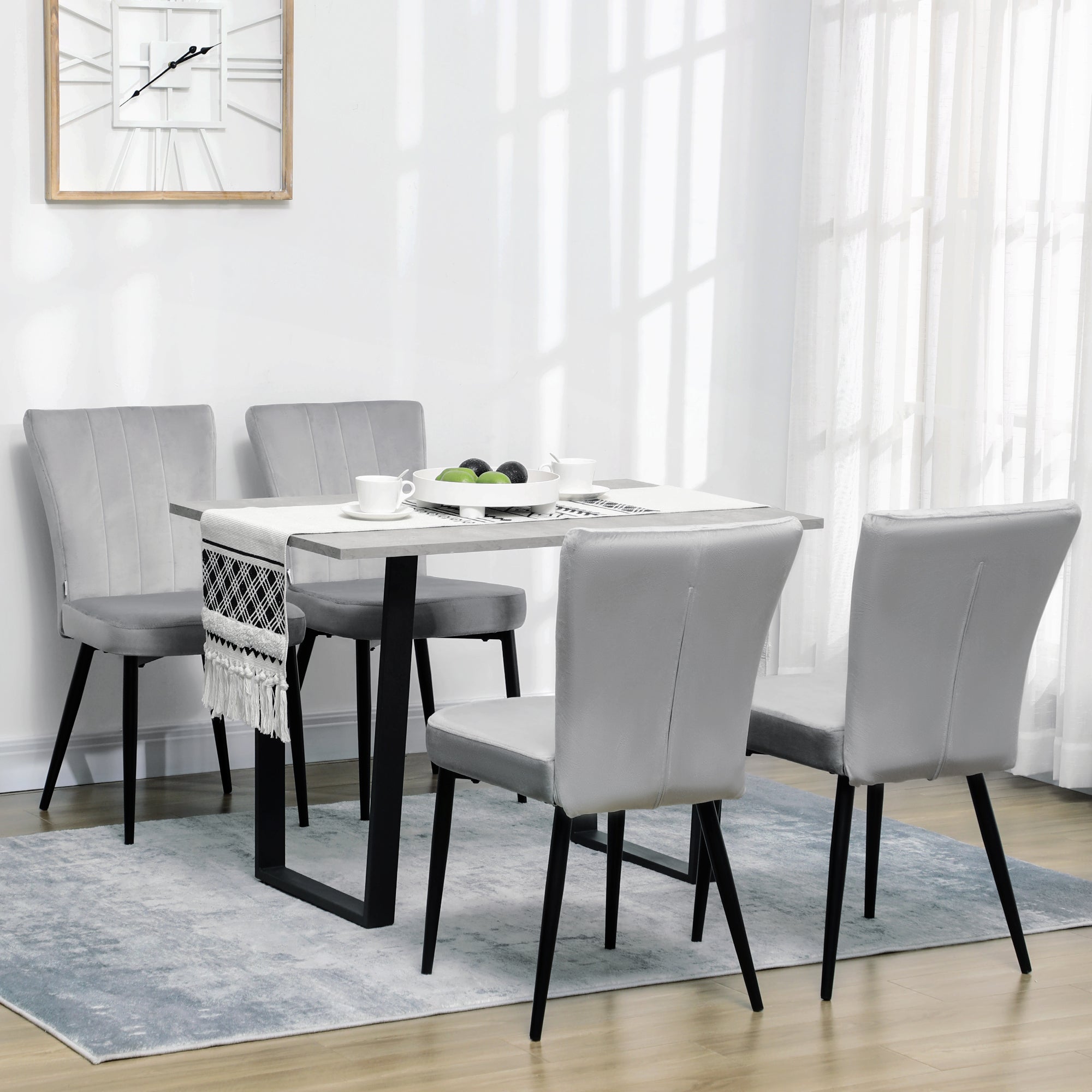 HOMCOM Esszimmerstuhl 4er-Set mit Polsterung und Velours-Optik