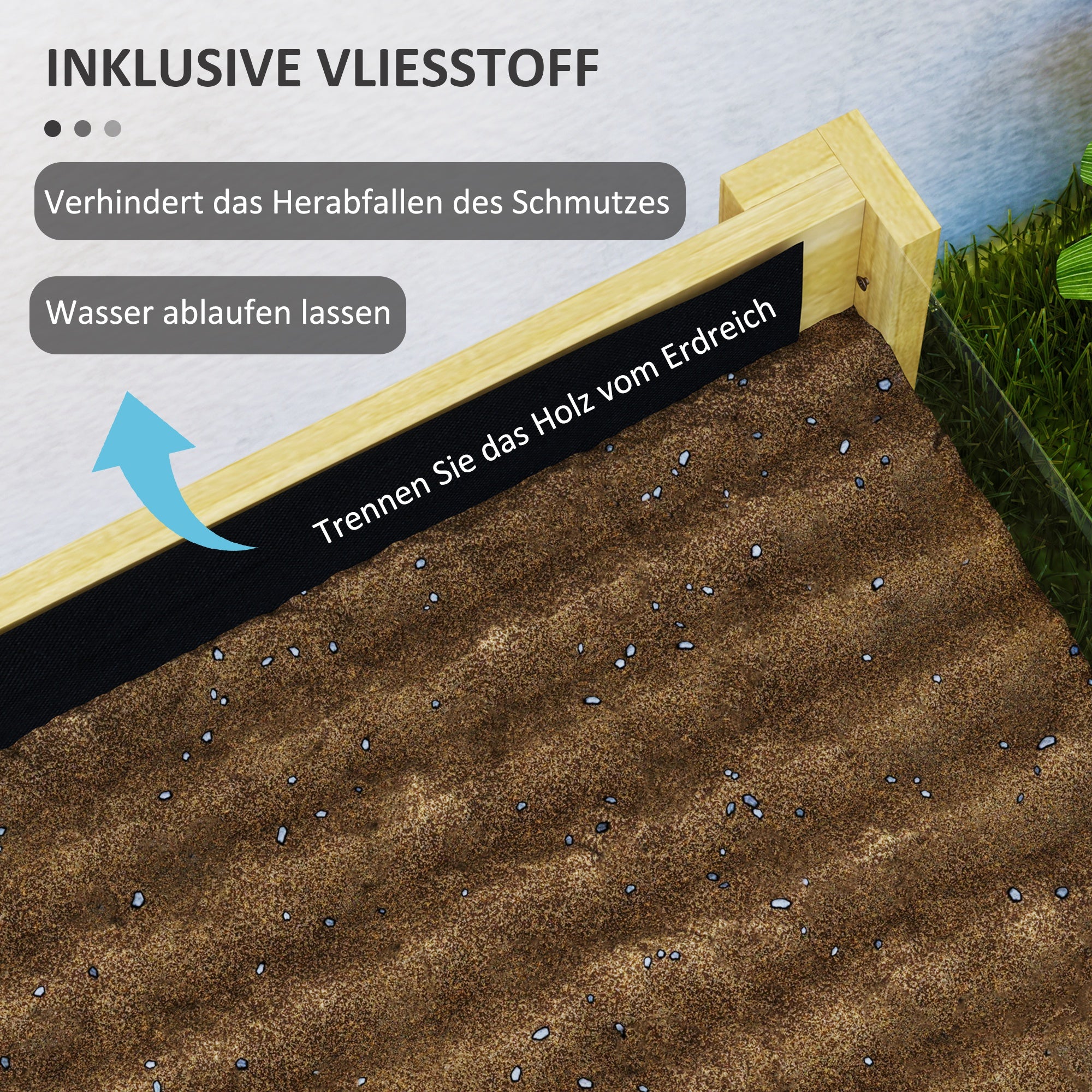 Outsunny Hochbeet, Holz-Pflanzbox mit Acrylplatten an zwei Seiten, für 118 L Erde, Wasserabflusslöcher, 110 x 50 x 80 cm