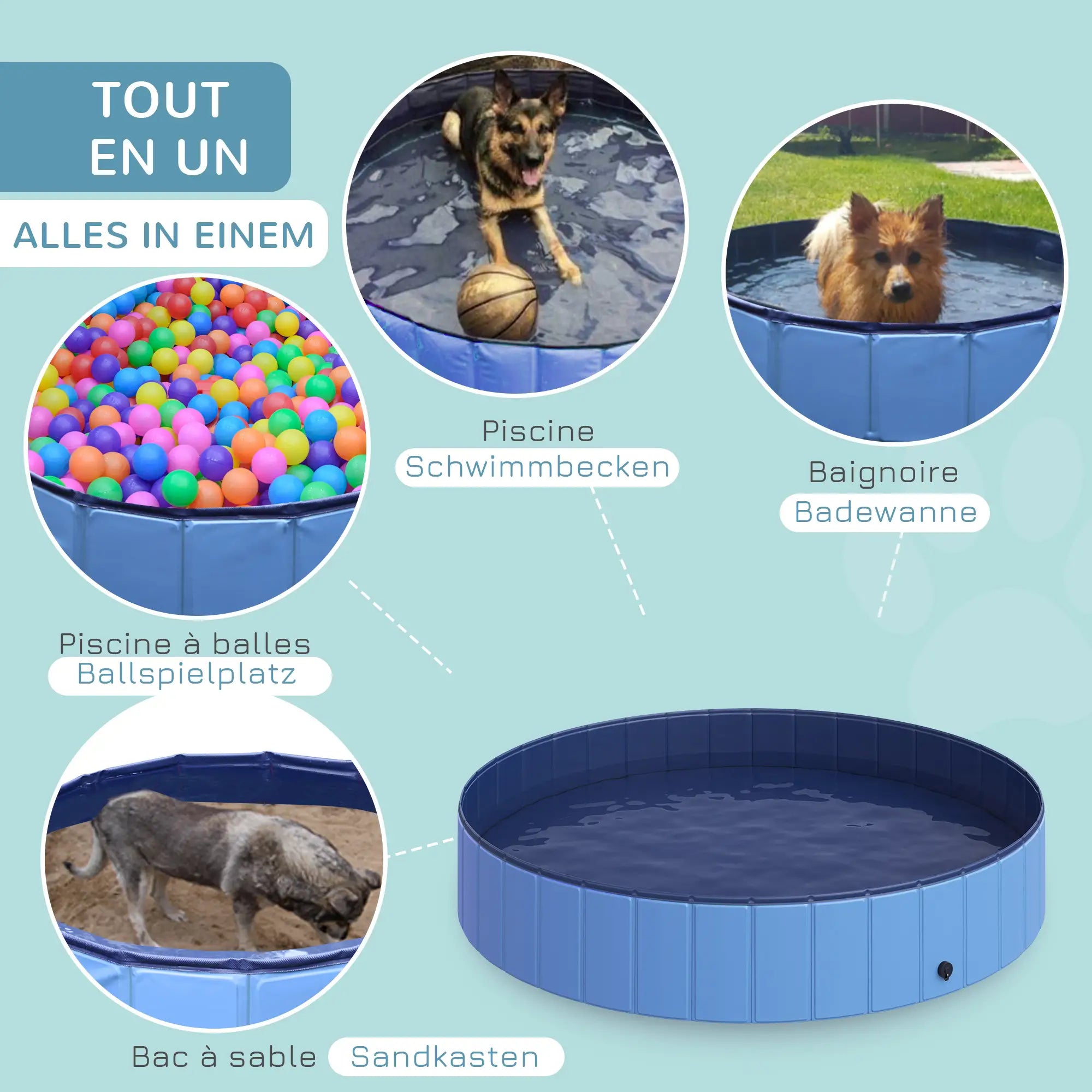 PawHut Hundepool faltbar vielseitig einsetzbar Holz