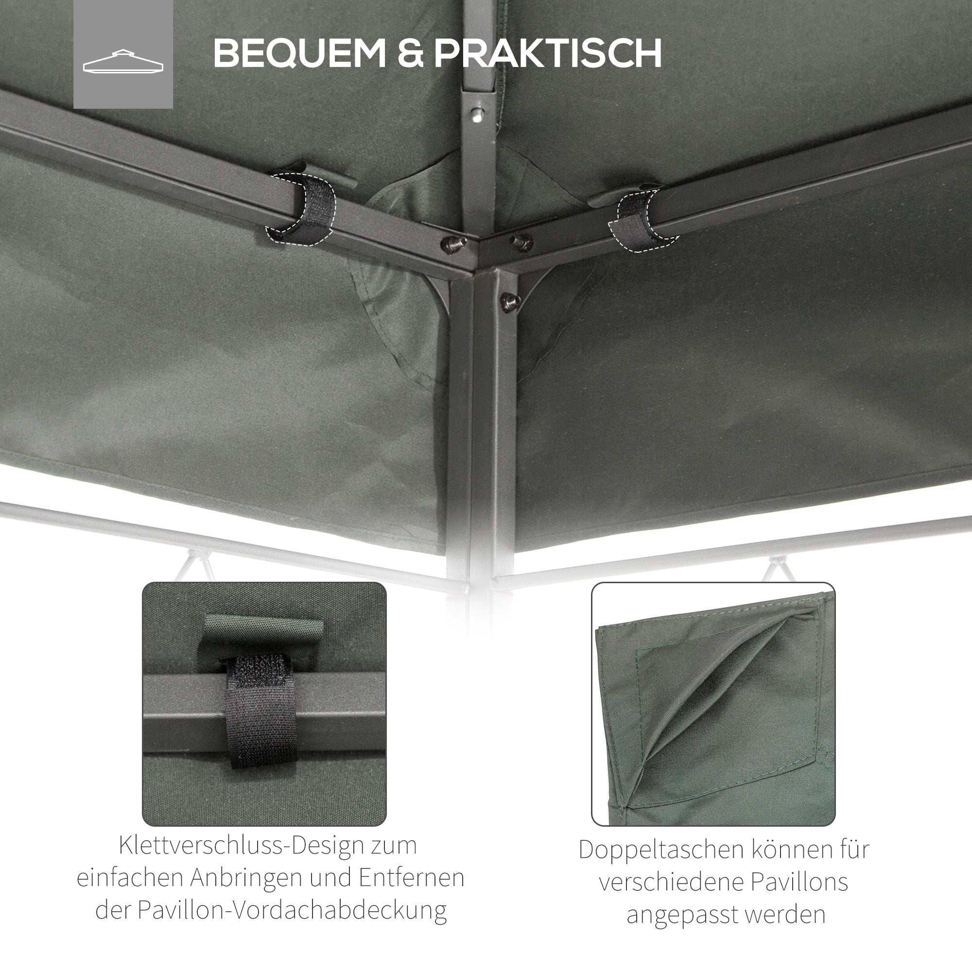 Outsunny Ersatzdach für Metallpavillon 3x4m wasserabweisend Pavillondach für Gartenpavillon Partyzelt Gartenzelt Polyester Dunkelgrau