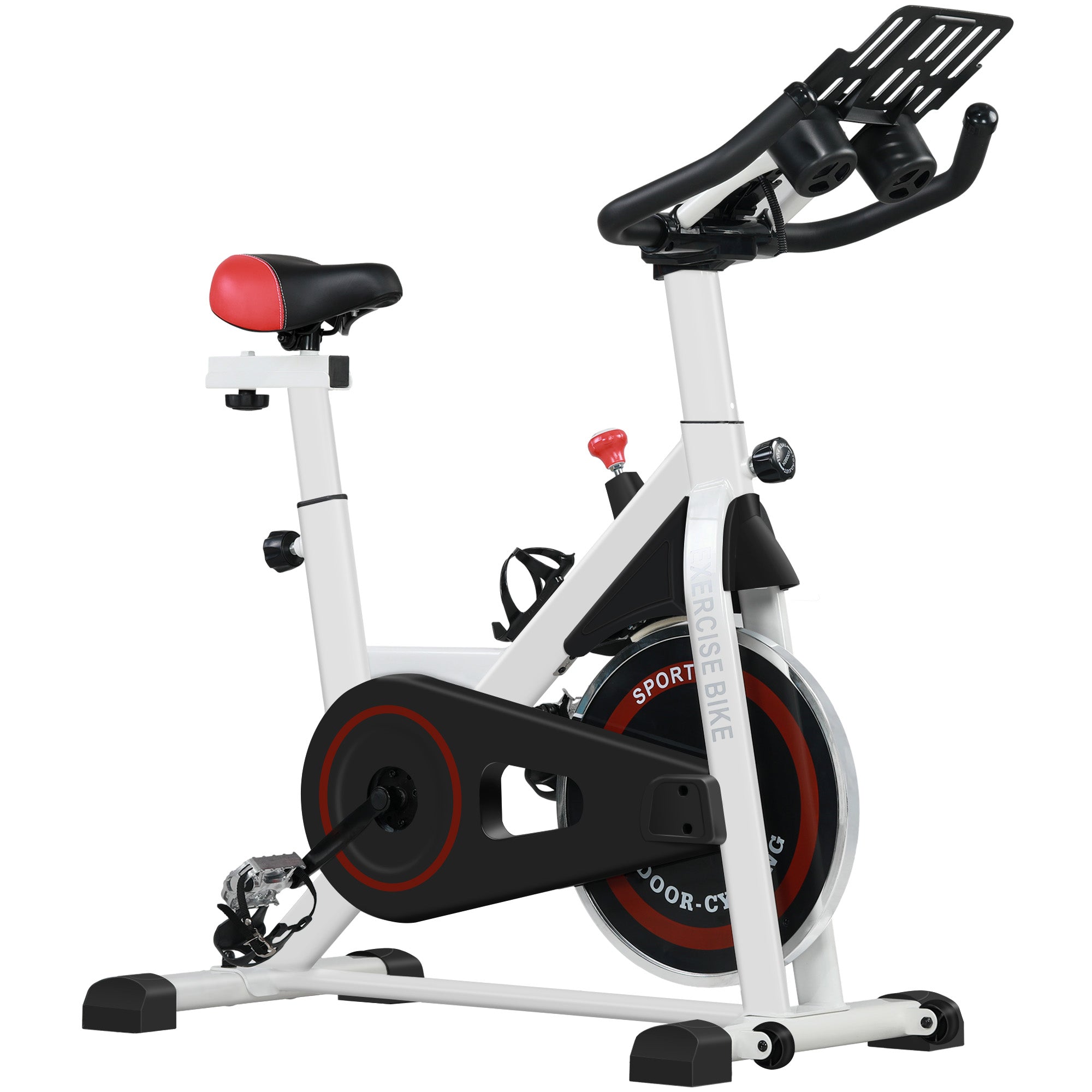 HOMCOM Ergometer, einstellbarer Widerstand, bis 120kg, Stahl, L103xB53xH100-114cm, Weiß/Schwarz