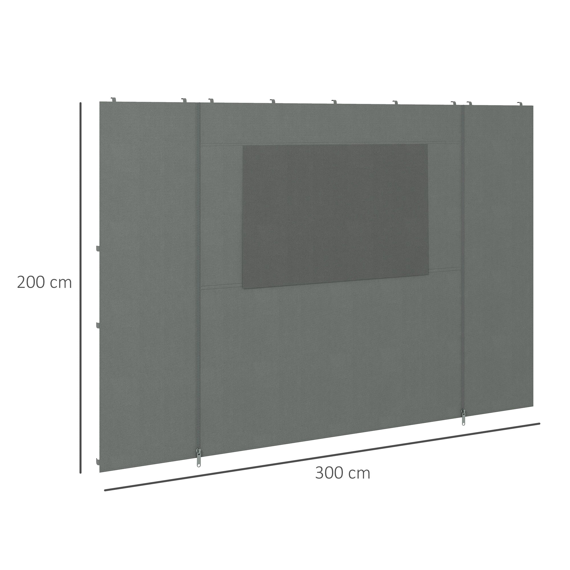 Outsunny Pavillon Seitenwand Seitenwand Partyzelt, wetterbeständig, 300 cm x 200 cm, Dunkelgrau