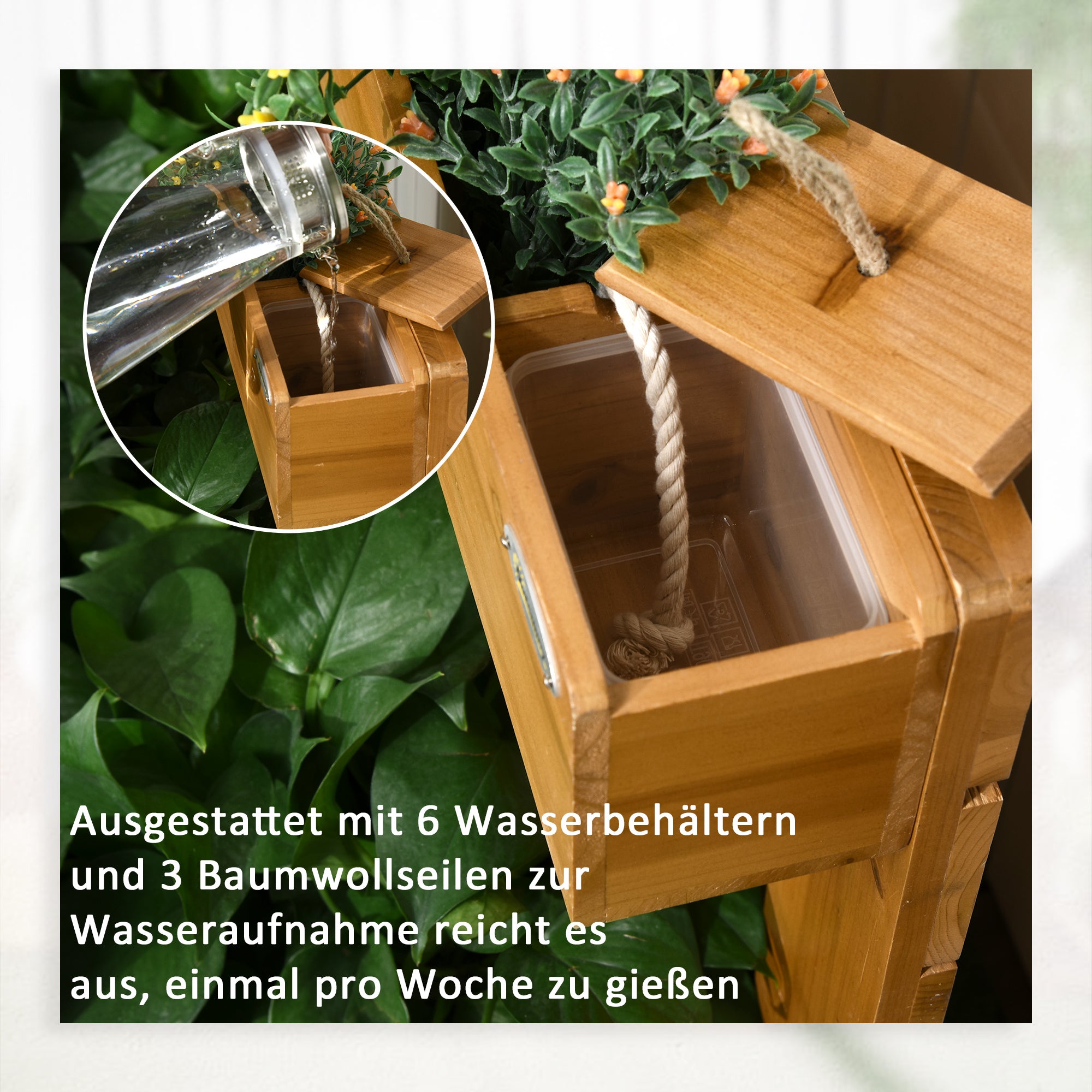 Outsunny Hochbeet mit 4 Pflanzkästen, Selbstbewässerungssystem, Vliesverkleidung, wetterbeständig, 79,5 cm x 49,5 cm x 80 cm