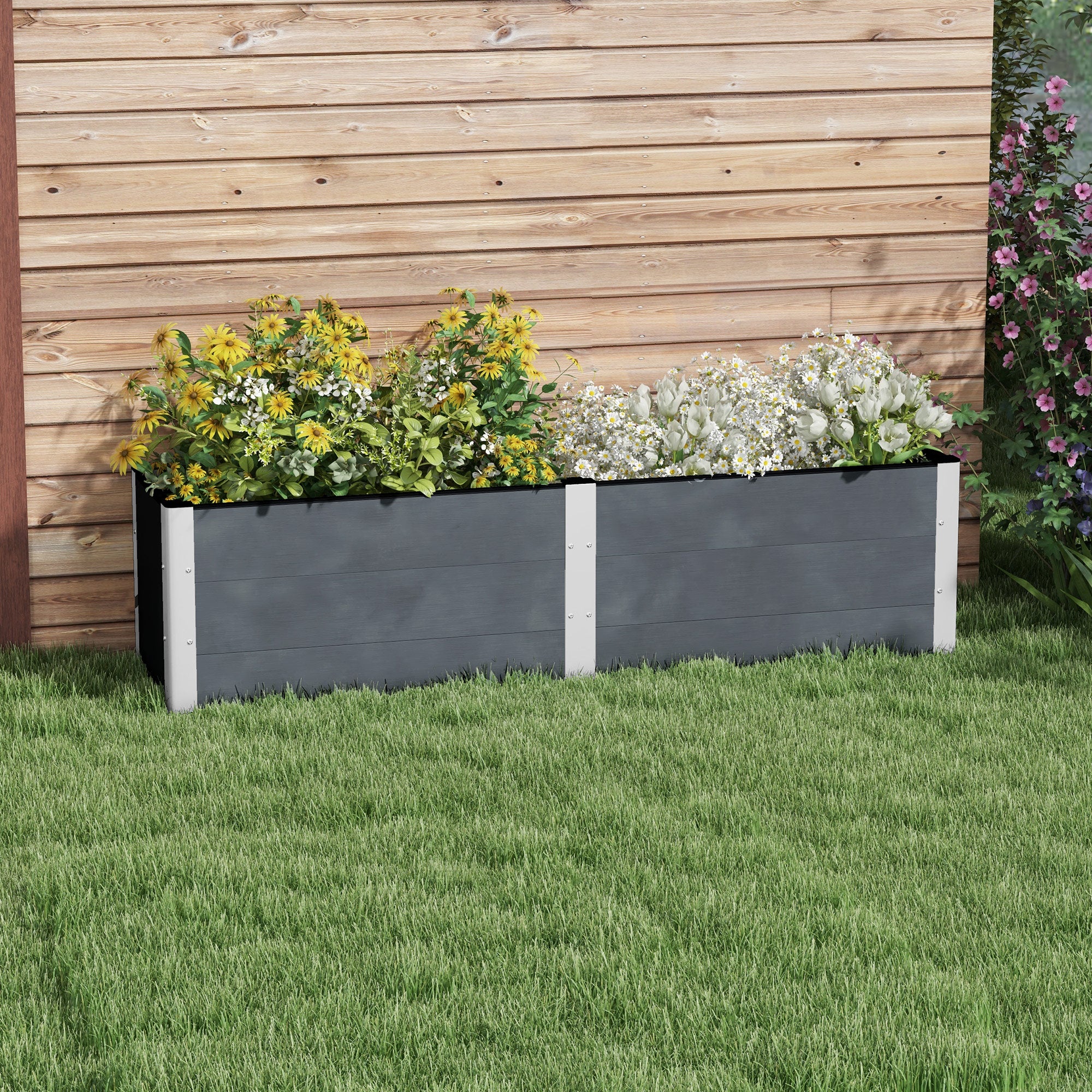 Outsunny Hochbeet 200x50x56?cm Grau
