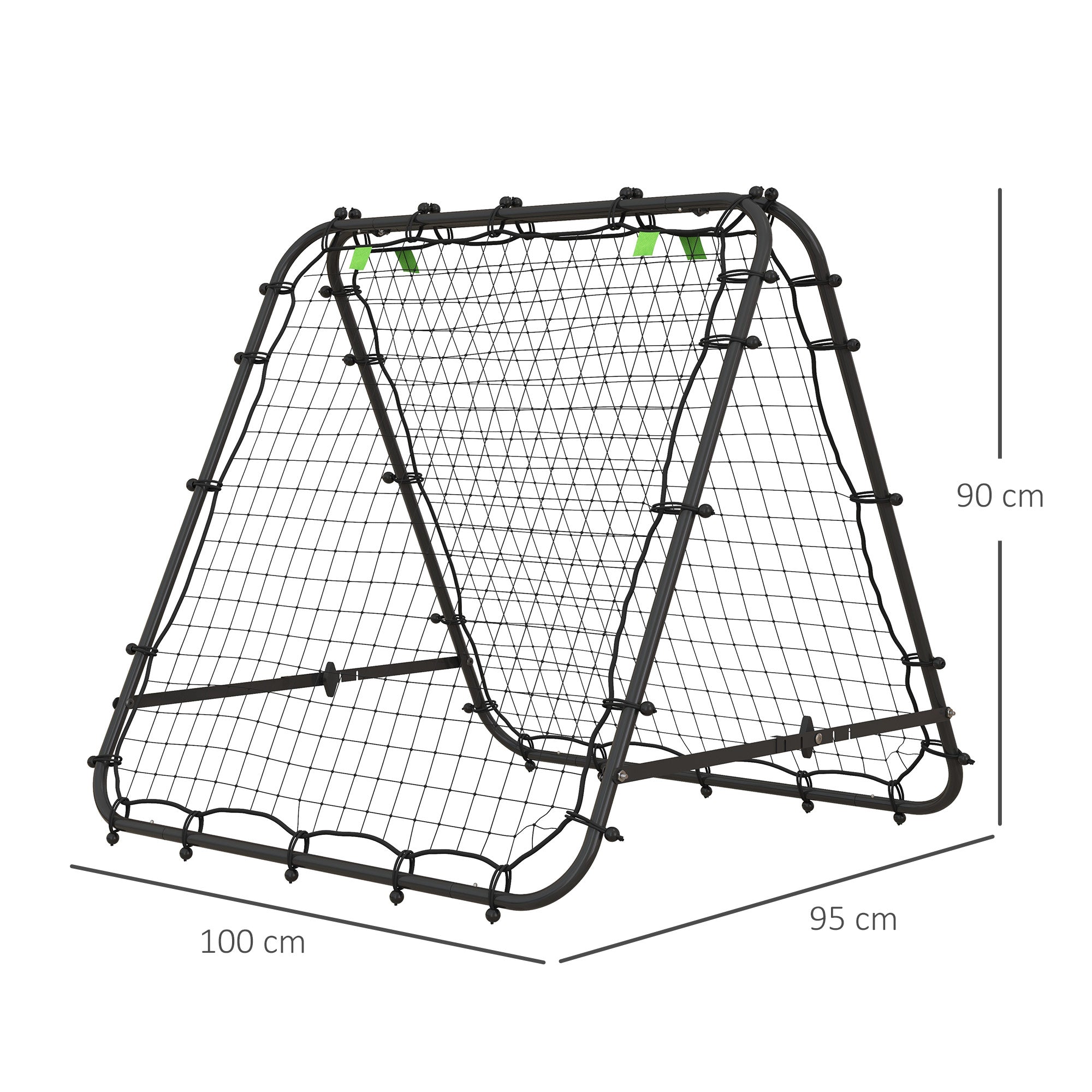 HOMCOM Fußballtor, verstellbar, klappbar, Metallrahmen, 100 x 95 cm, Schwarz