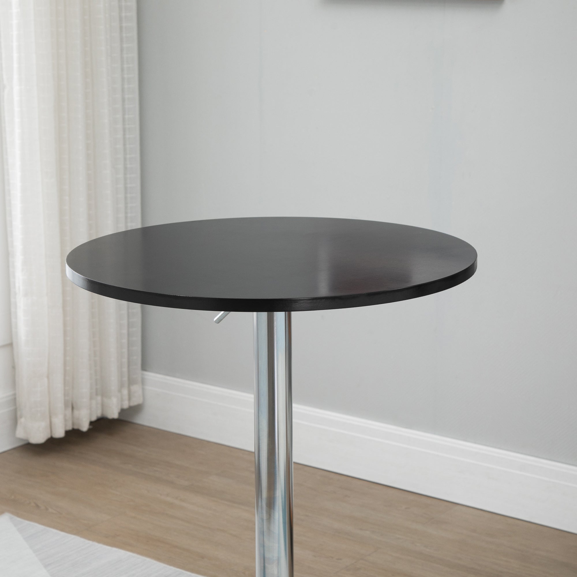 HOMCOM Bartisch modern rund Esstisch 360° Drehtisch höhenverstellbarer Bistrotisch Stehtisch Küchentisch Stahl Schwarz Ø61 x 70-90 cm