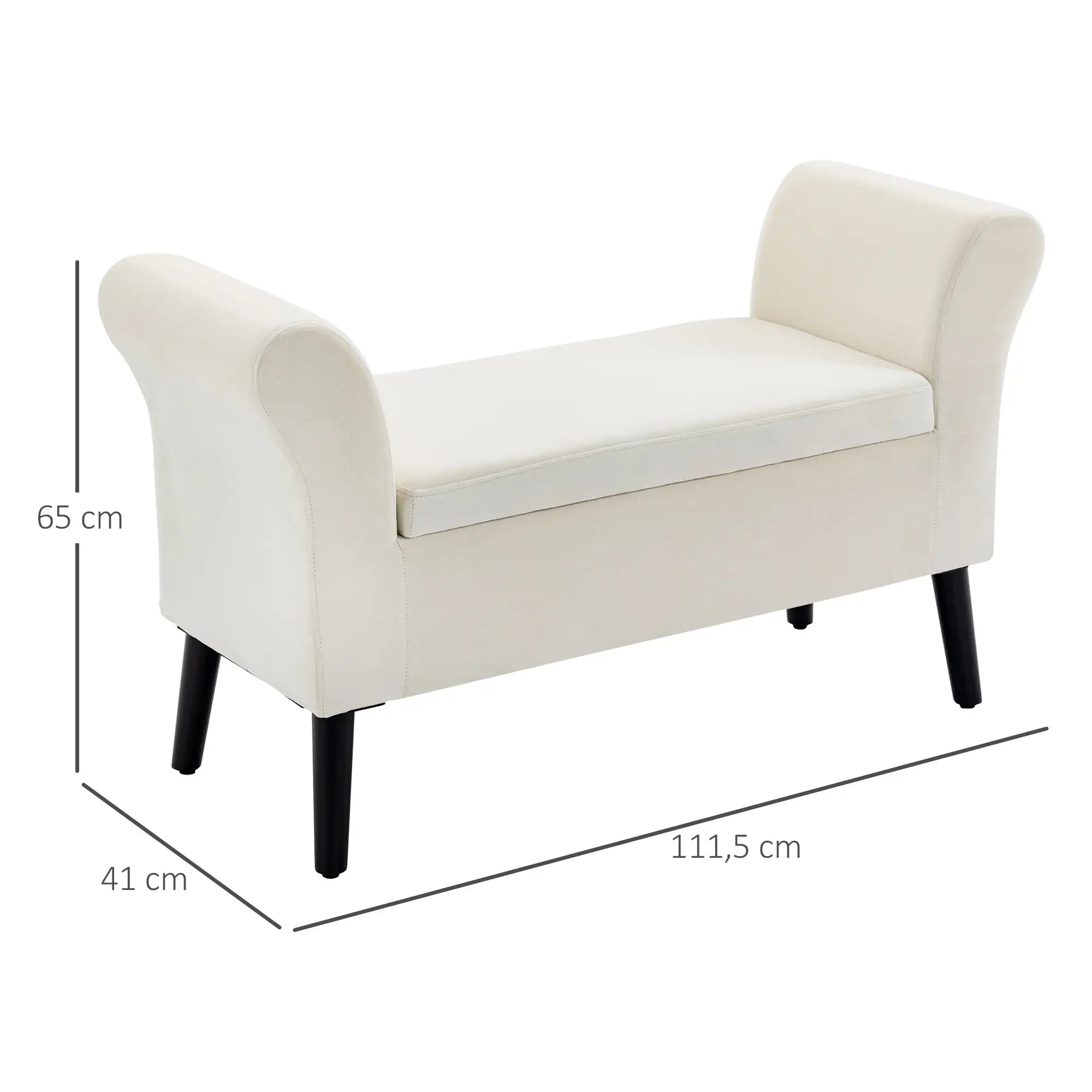 HOMCOM Sitzbank mit Stauraum, 111,5cm x 41cm x 65cm, Cremeweiß