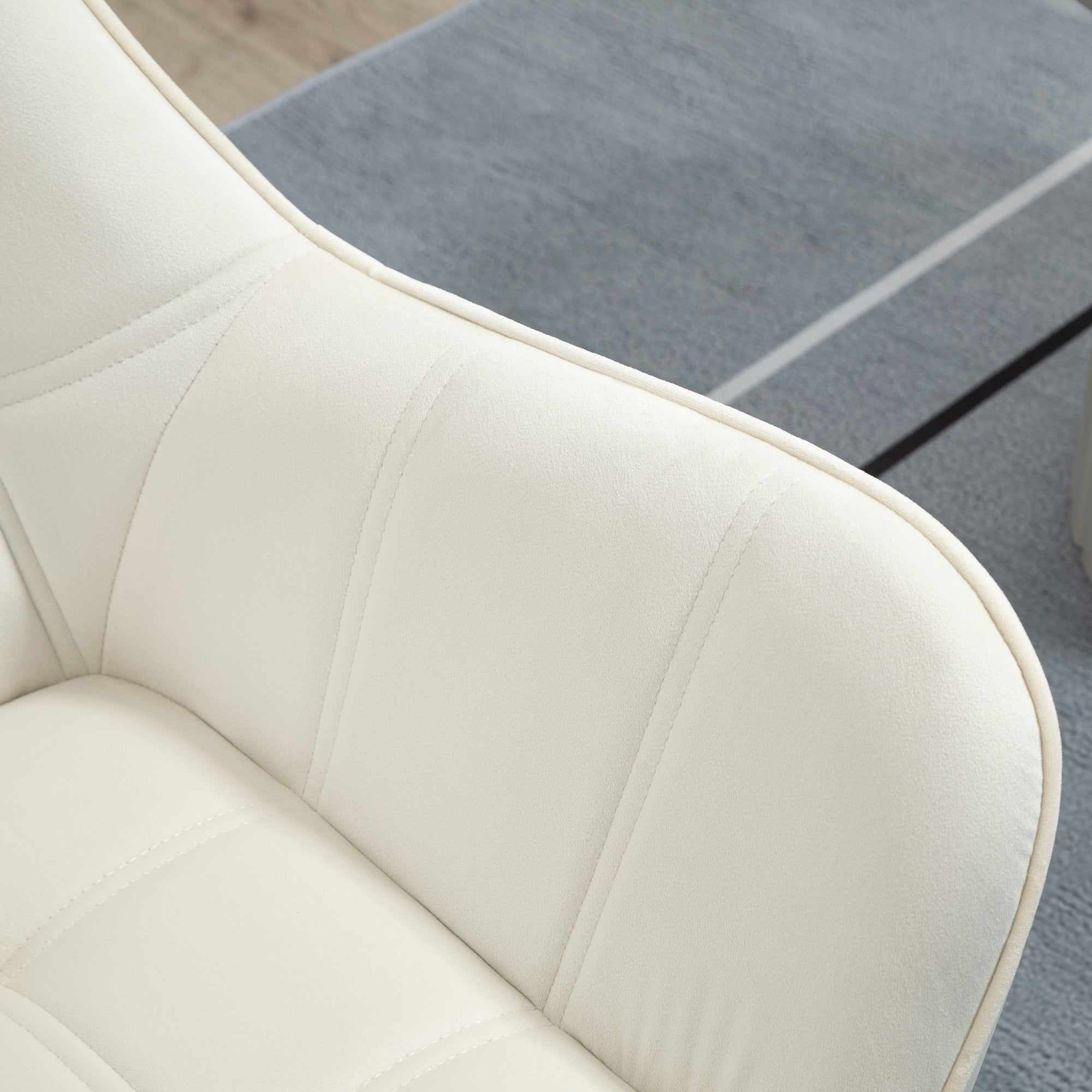 HOMCOM Polstersessel, Akzentsessel, Skandi Design, Samtoptik, bis 120 kg, Kautschukholzbeine, Creme