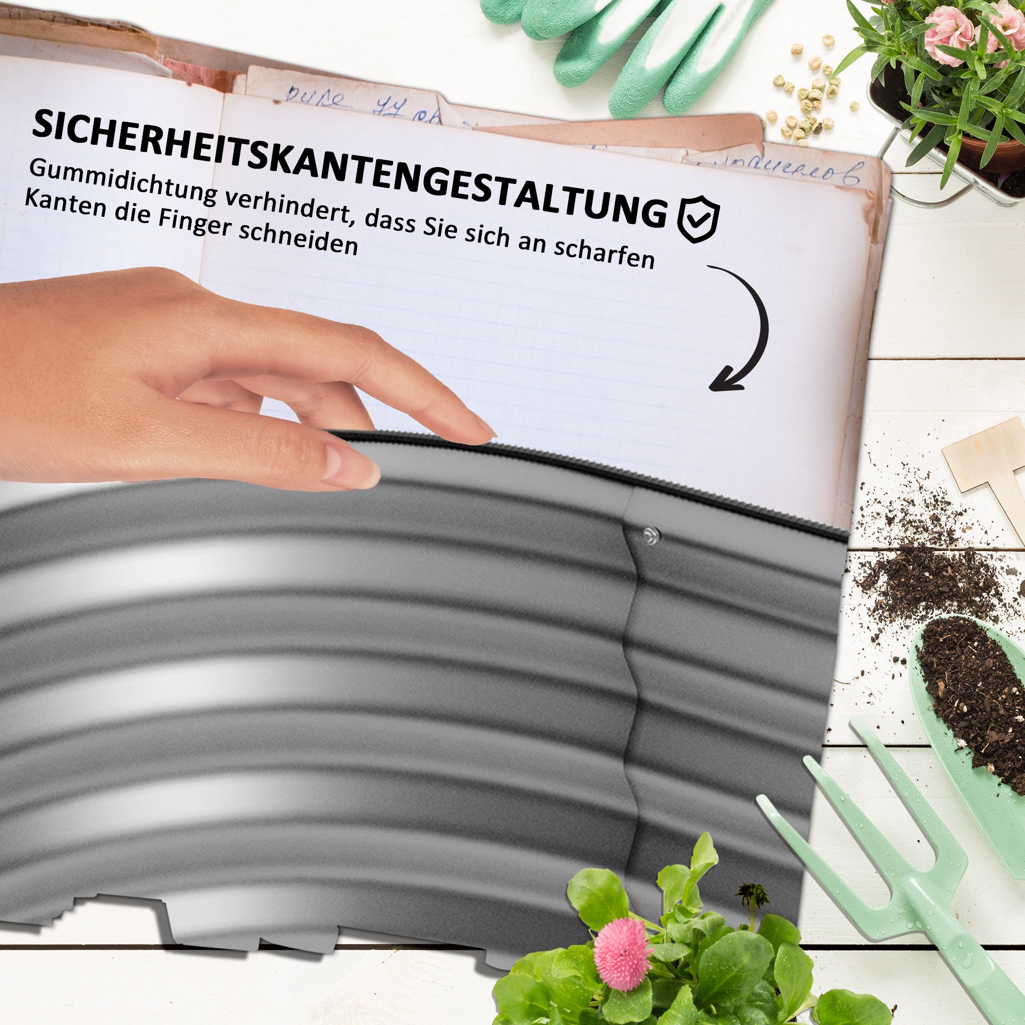 Outsunny Hochbeet Pflanzenbeet Modulares Hochbett, wetterbeständig, offener Boden,  105 x 62 x 30 cm, Silber