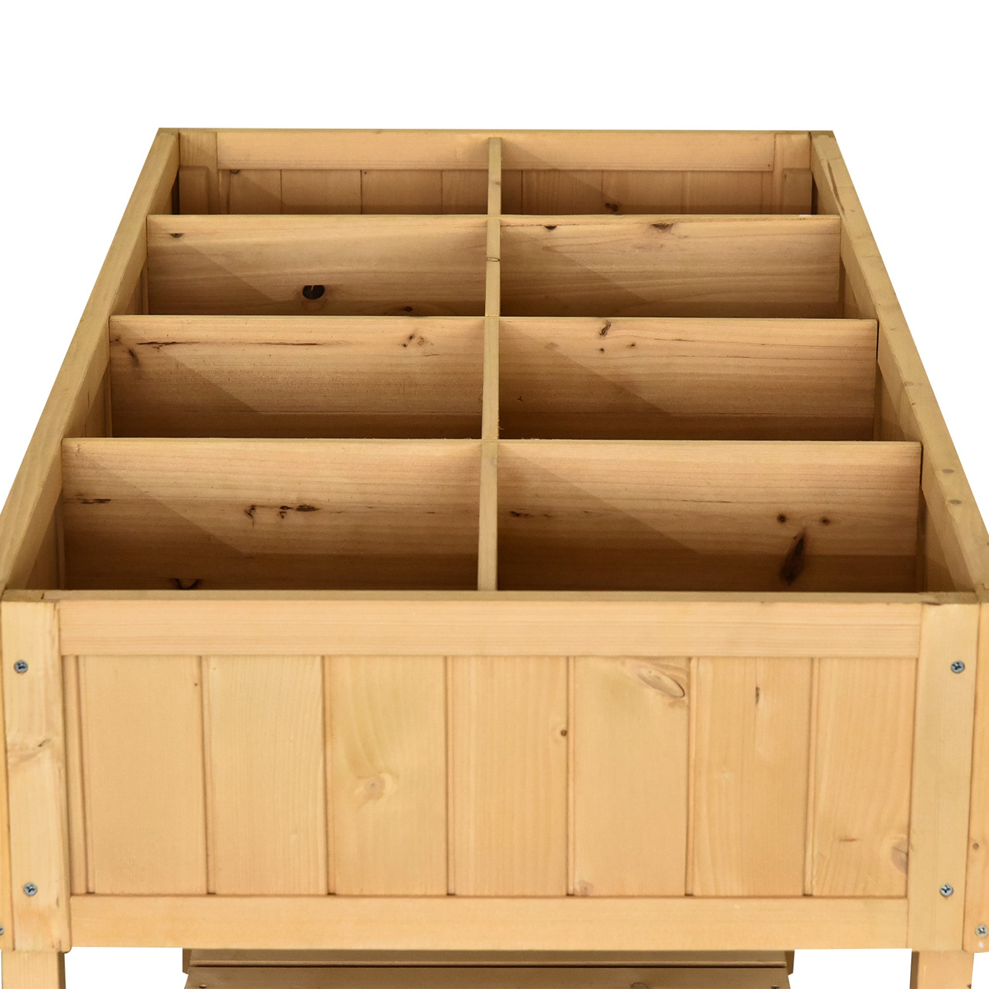 Outsunny Hochbeet 8 Fächer Pflanztisch Blumenkasten Tannenholz 1 Ablage + Abfluss