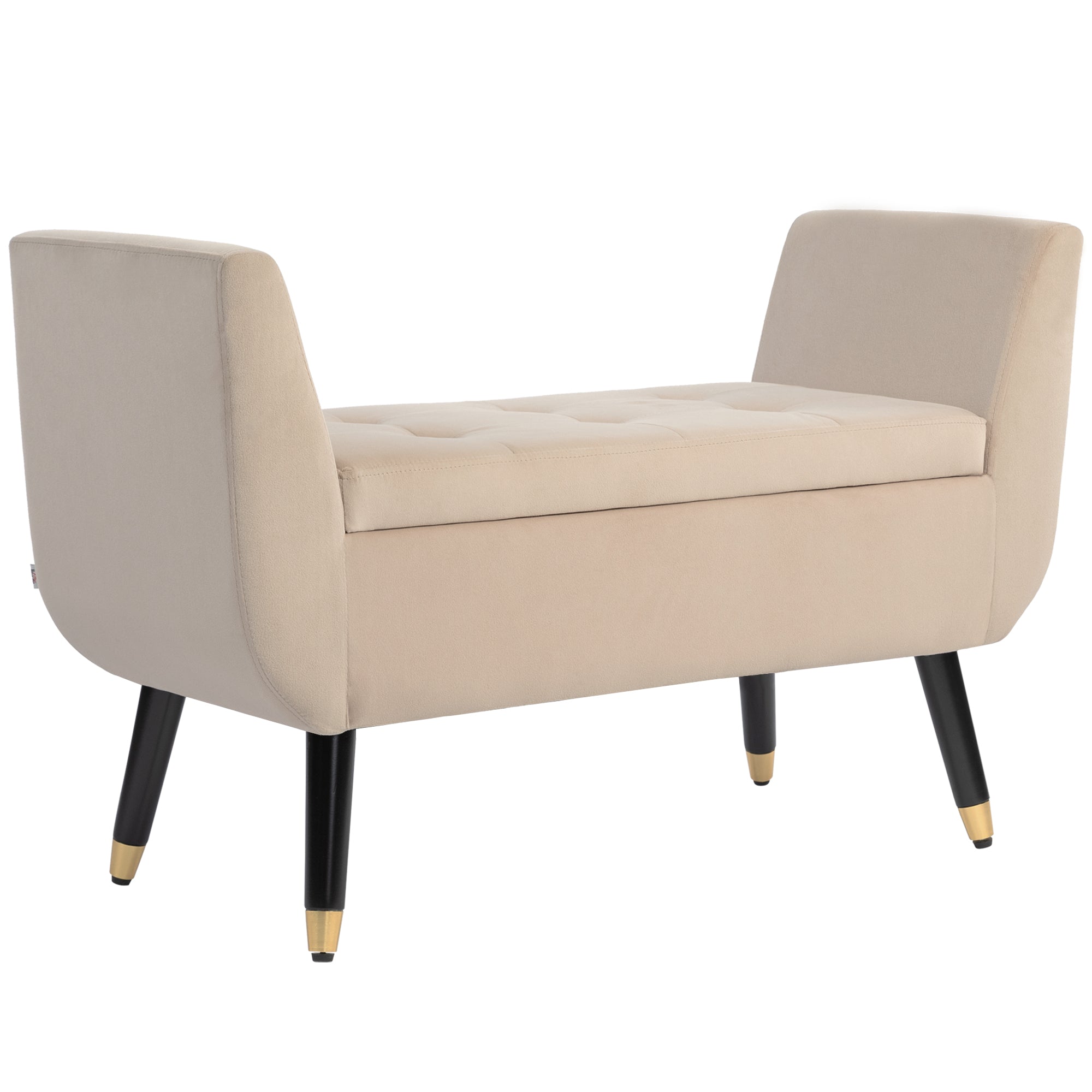 HOMCOM Luxus Sitzbank mit Stauraum & Armlehnen, Beige