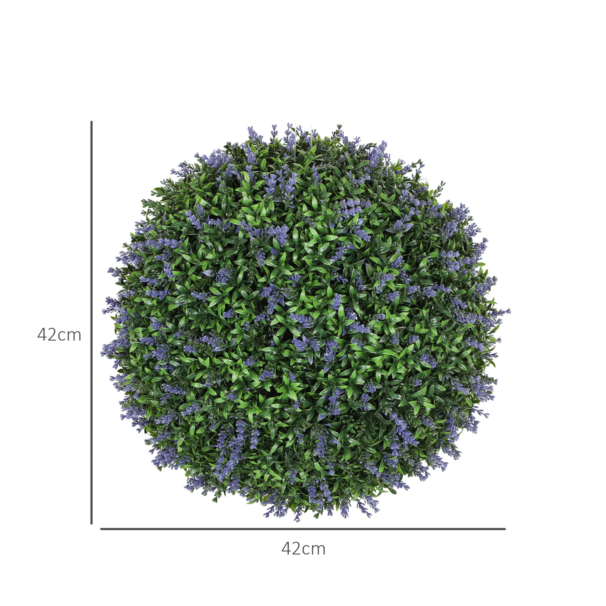 HOMCOM 2er-Set künstliche Pflanzen in Kugelform, UV-beständig, Kunstpflanzen für Indoor- und Outdoor-Bereich, 42 cm, Grün+Lila