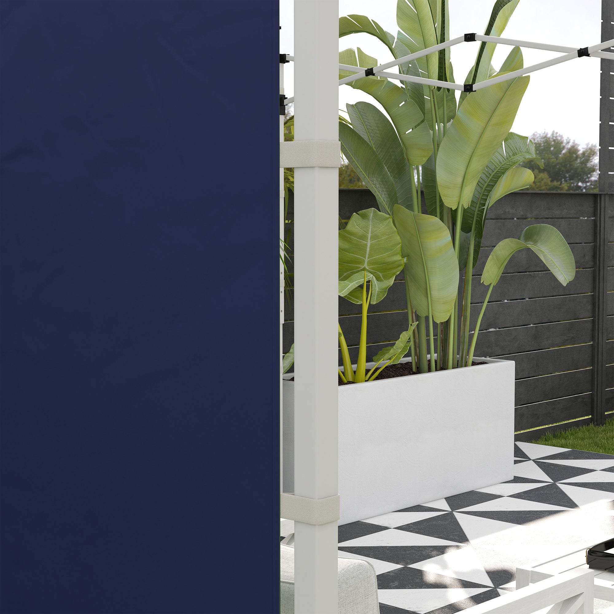 Outsunny Pavillon-Vorhänge, 2er-Set, für 3x6m oder 3x3m Gartenpavillons, mit Fenstern und Türen, Blau