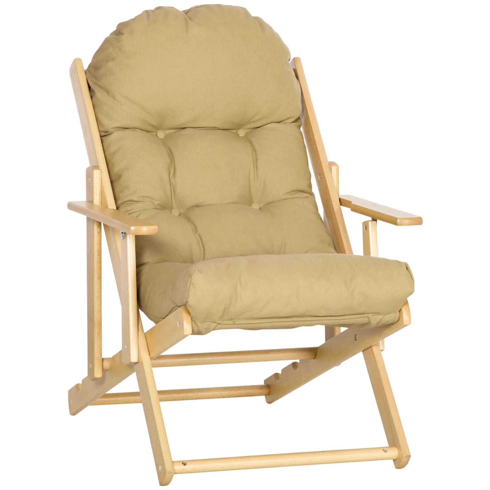 HOMCOM Klappbarer Relaxsessel aus Buchenholz, Braun