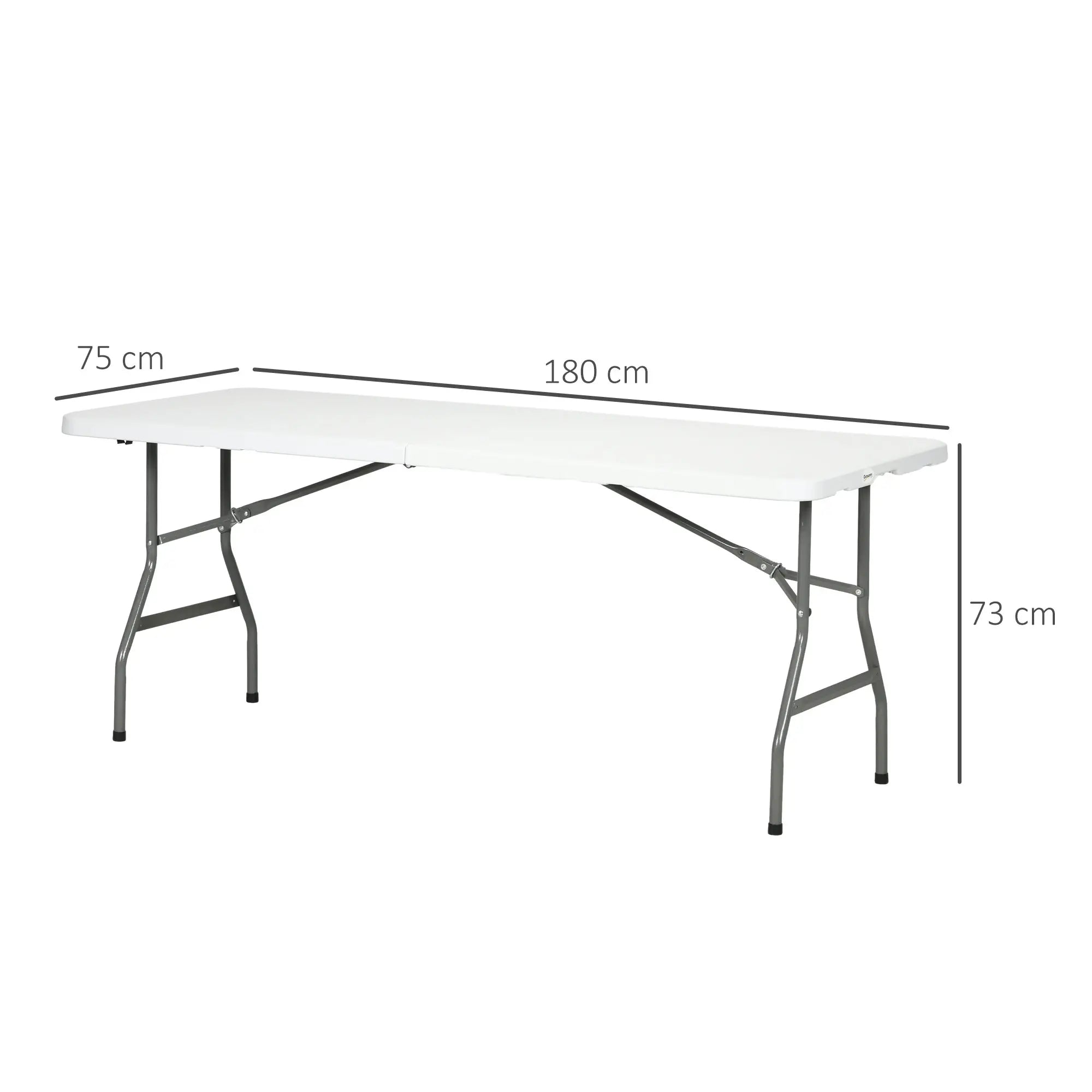 Klapptisch 180x75?cm für 6 Personen, Weiß, HDPE
