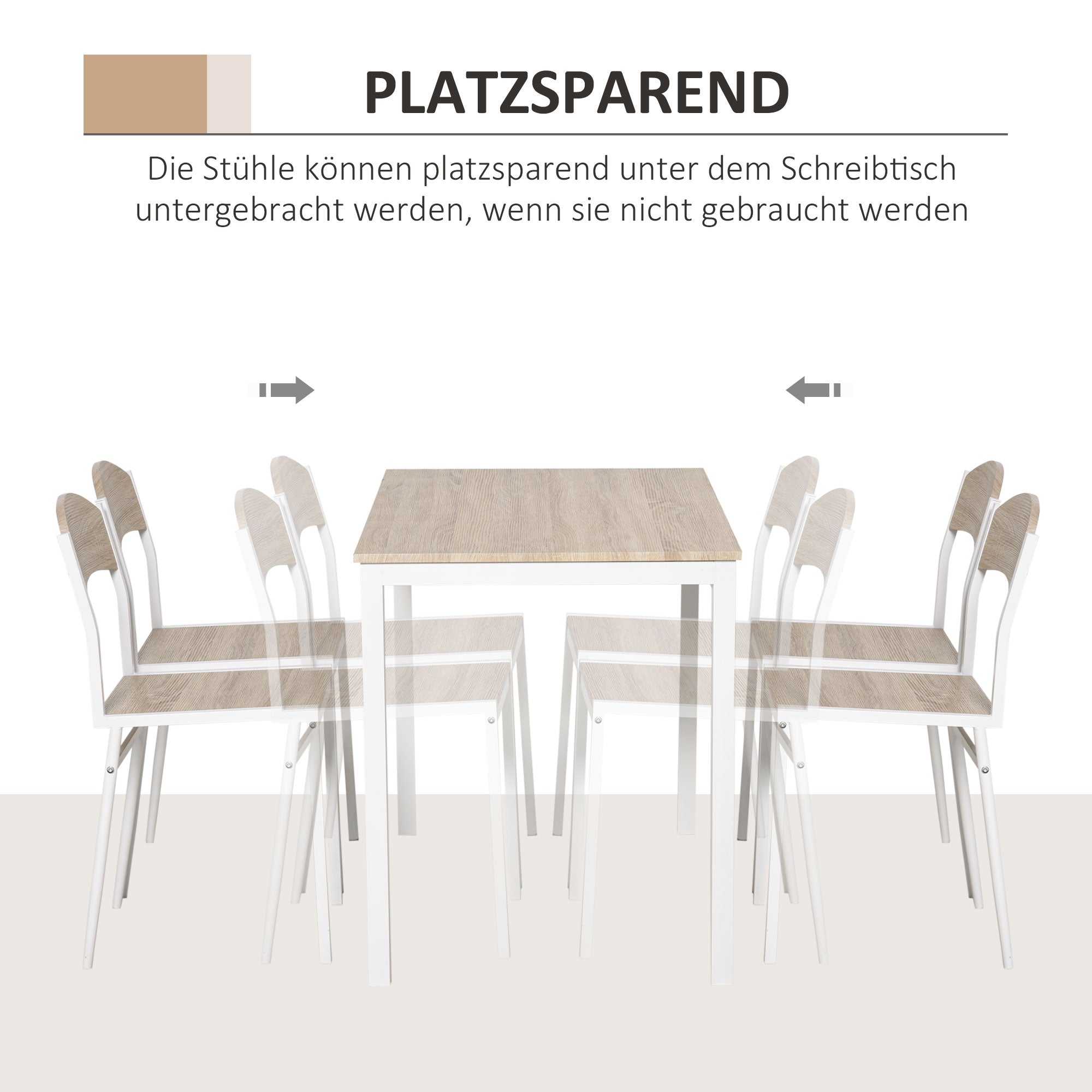 HOMCOM 5-teilige Essgruppe Esstisch mit 4 Stühlen Platzsparend Küchentisch-Set Sitzgruppe für Esszimmer, Küche, Grau+Weiß