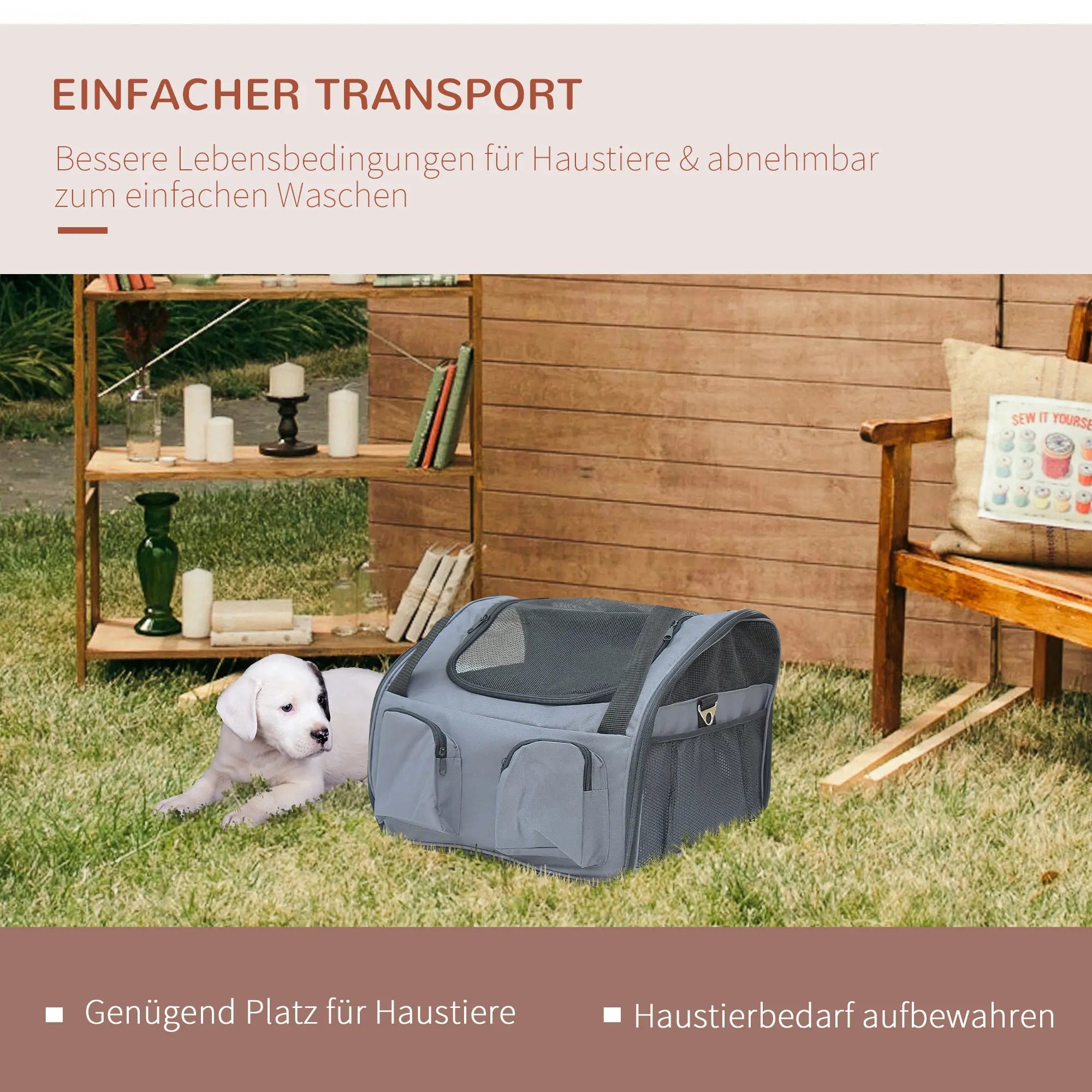 PawHut Auto Hundetasche faltbar mit Netzfenster und Seitenfächern