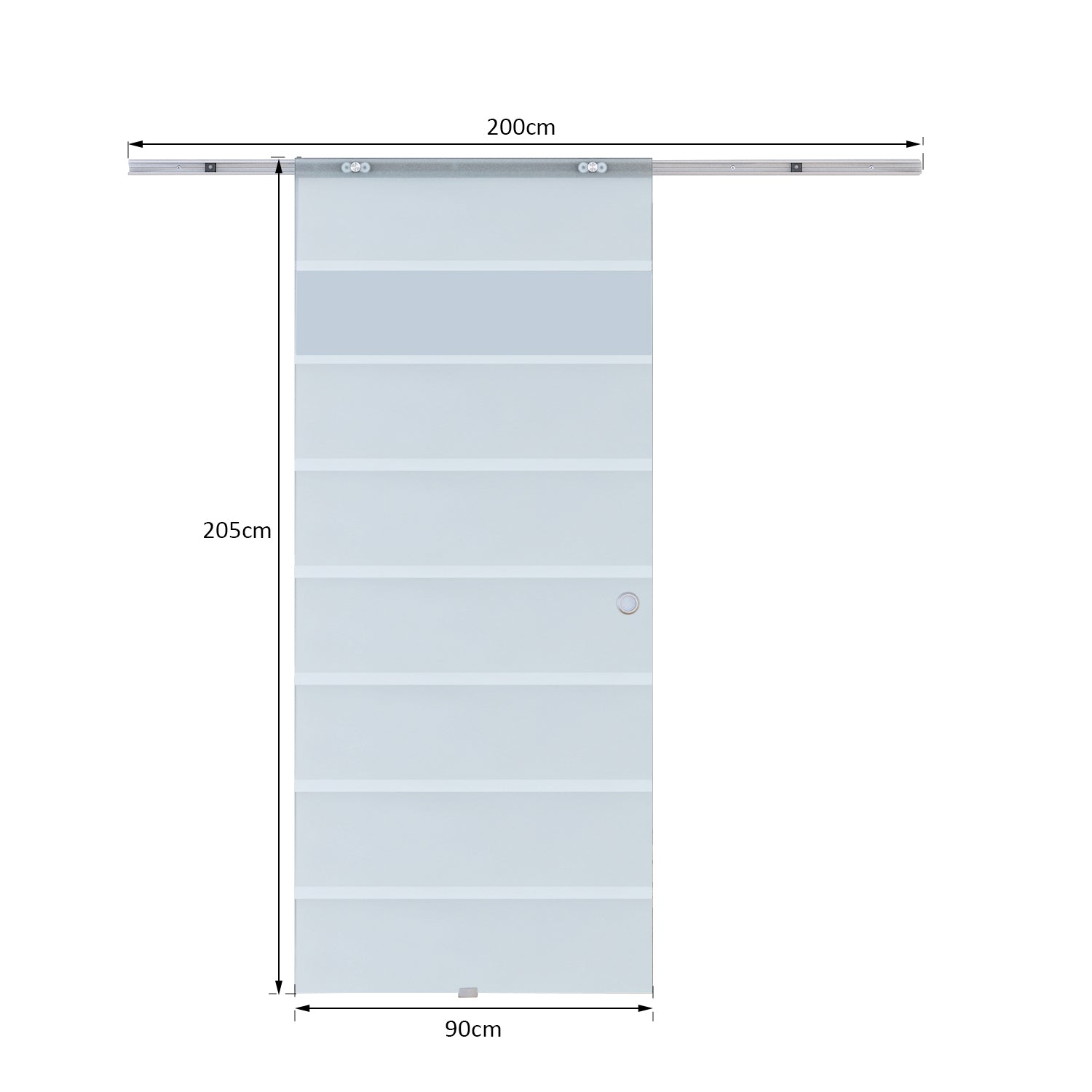 HOMCOM Glasschiebetür Schiebetür Glastür Zimmertür teilsatiniert 900 x 2050 mm