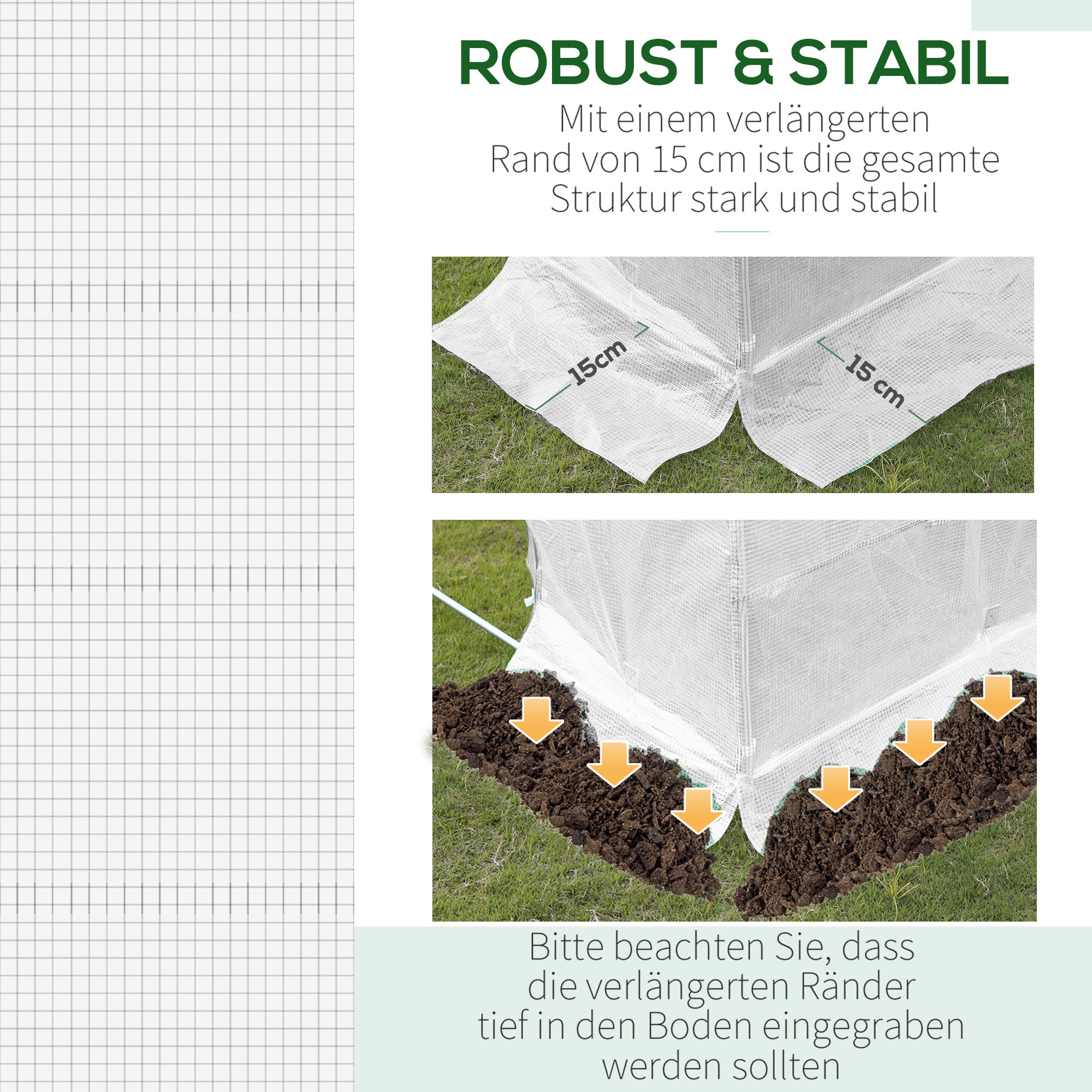 Outsunny Ersatzfolie für 6x3x2 m Gewächshaus, robust, reißfest, 12 Fenster, Tür, Grün