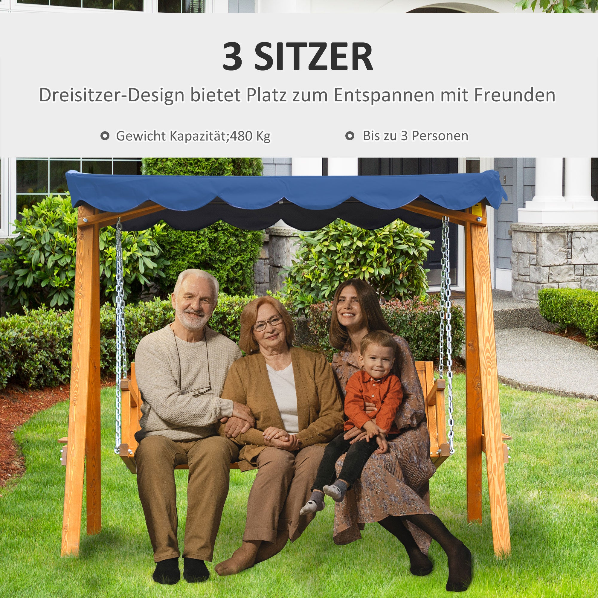 Outsunny 3-Sitzer Hollywoodschaukel Schaukel Polyrattan Metall mit Kissen belastbar bis 360kg Neu (Schwarz)