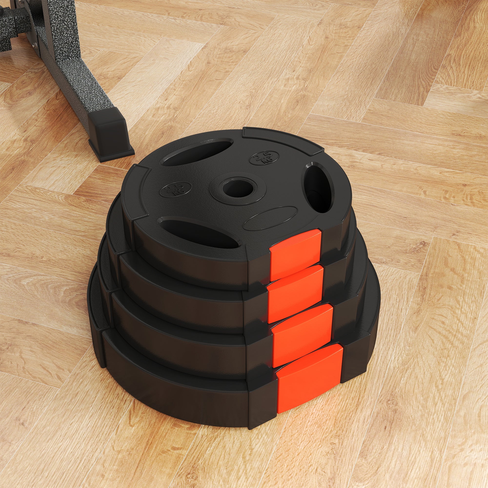 SPORTNOW 4er Gewichtsplatten-Set für Training, Fitnessstudio, Heimtraining, Stärke-Training, 2 x 5 kg und 2 x 2,5 kg, Schwarz