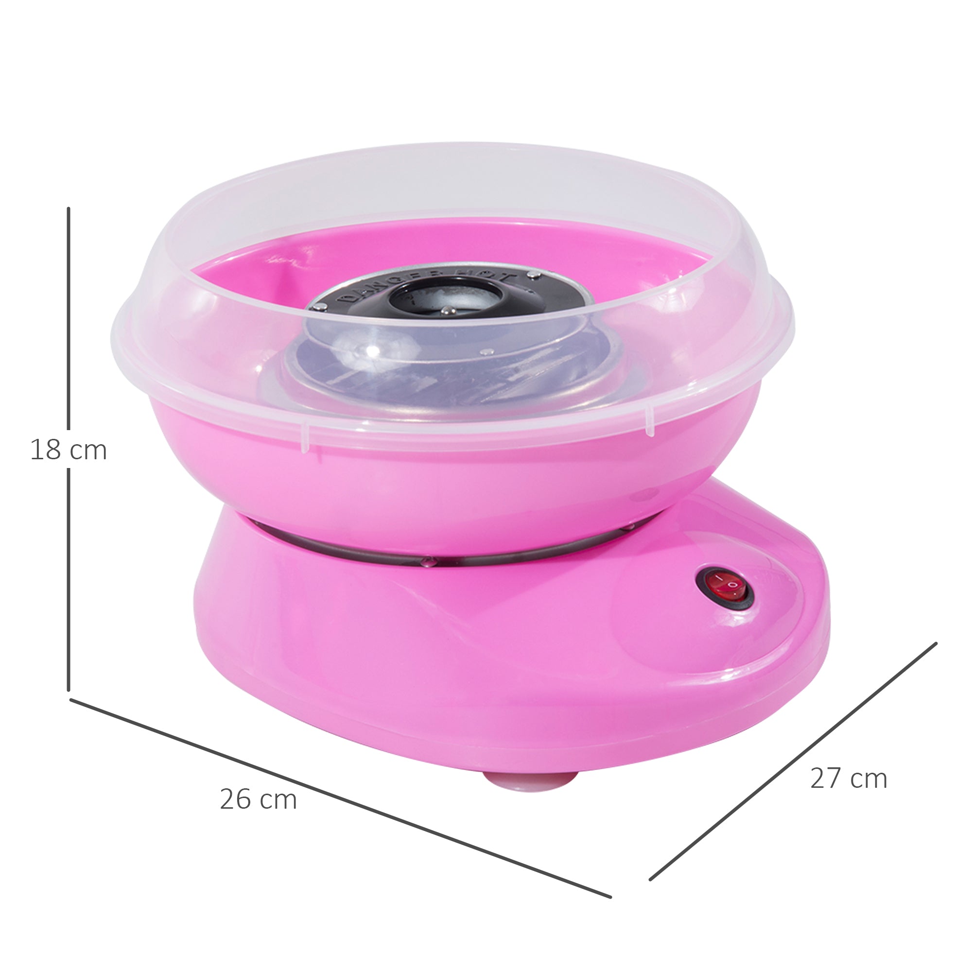 HOMCOM Zuckerwattemaschine, einfach zu bedienendes Zuckerwattegerät, für Erwachsene und Kinder, Edelstahl, PP, Rosa