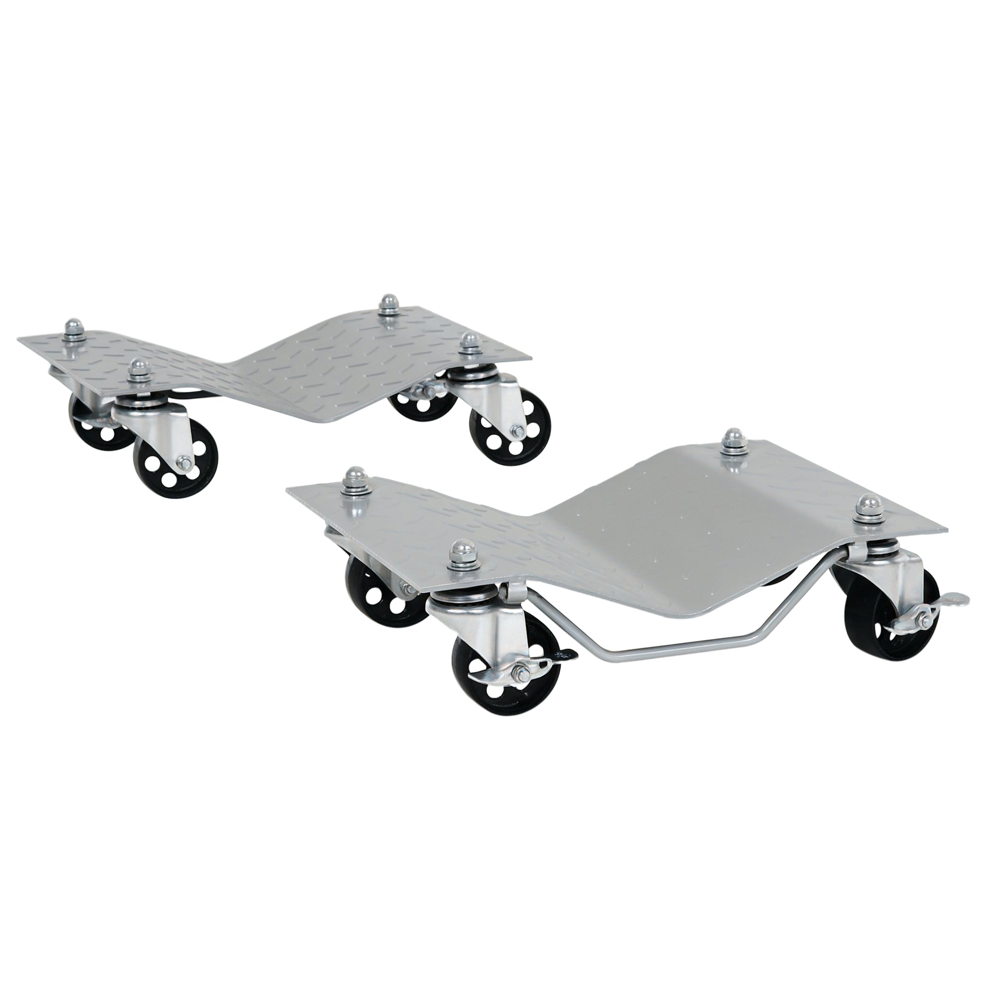 DURHAND Rangierheber 2 Stücke Rangierhilfe Reifenwechsel Wagenheber mit 4 Rollen für Auto PKW Grau 40,5L x 30B x 13,5H cm