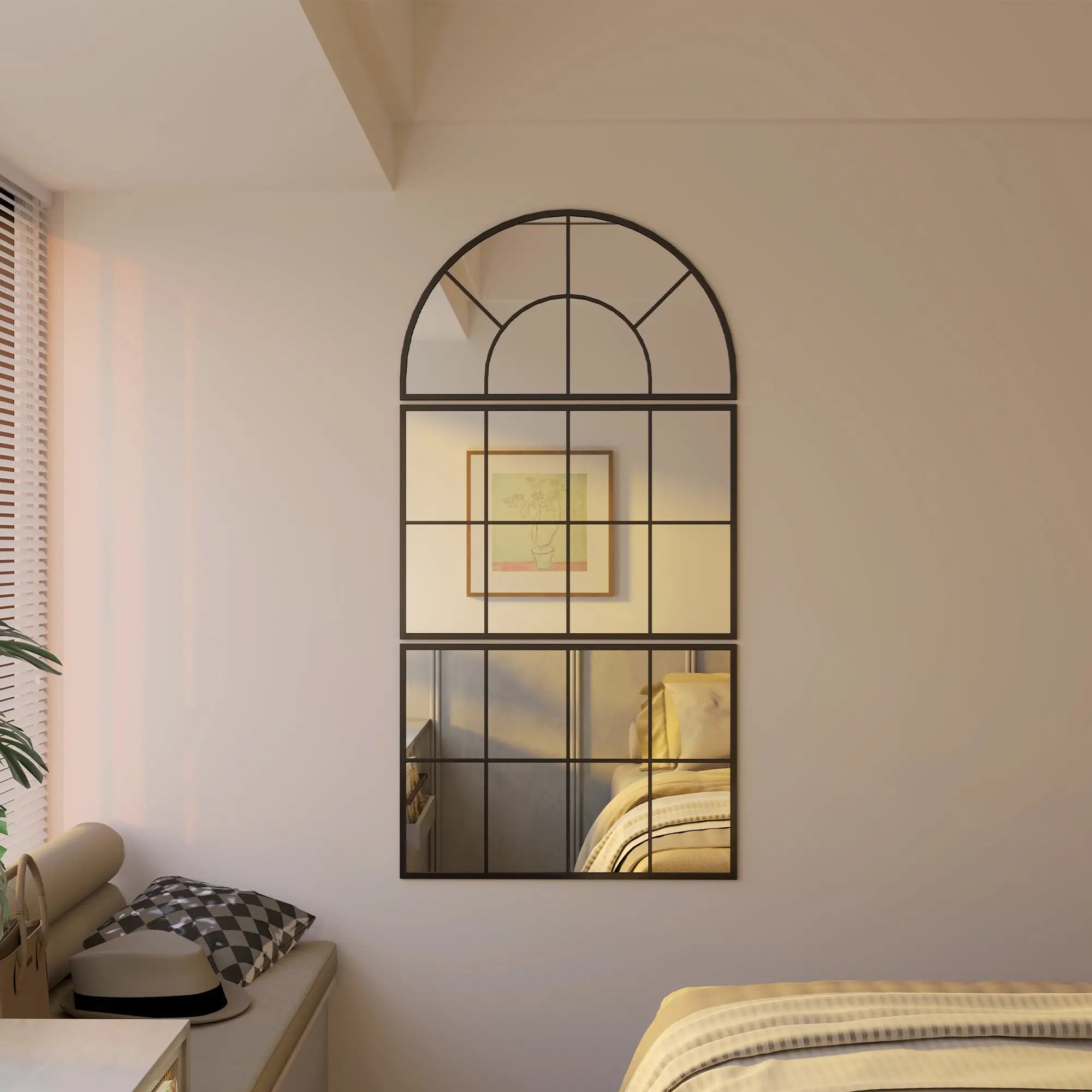 HOMCOM Wandspiegel 3-teilig Fensterdesign klare Reflexion