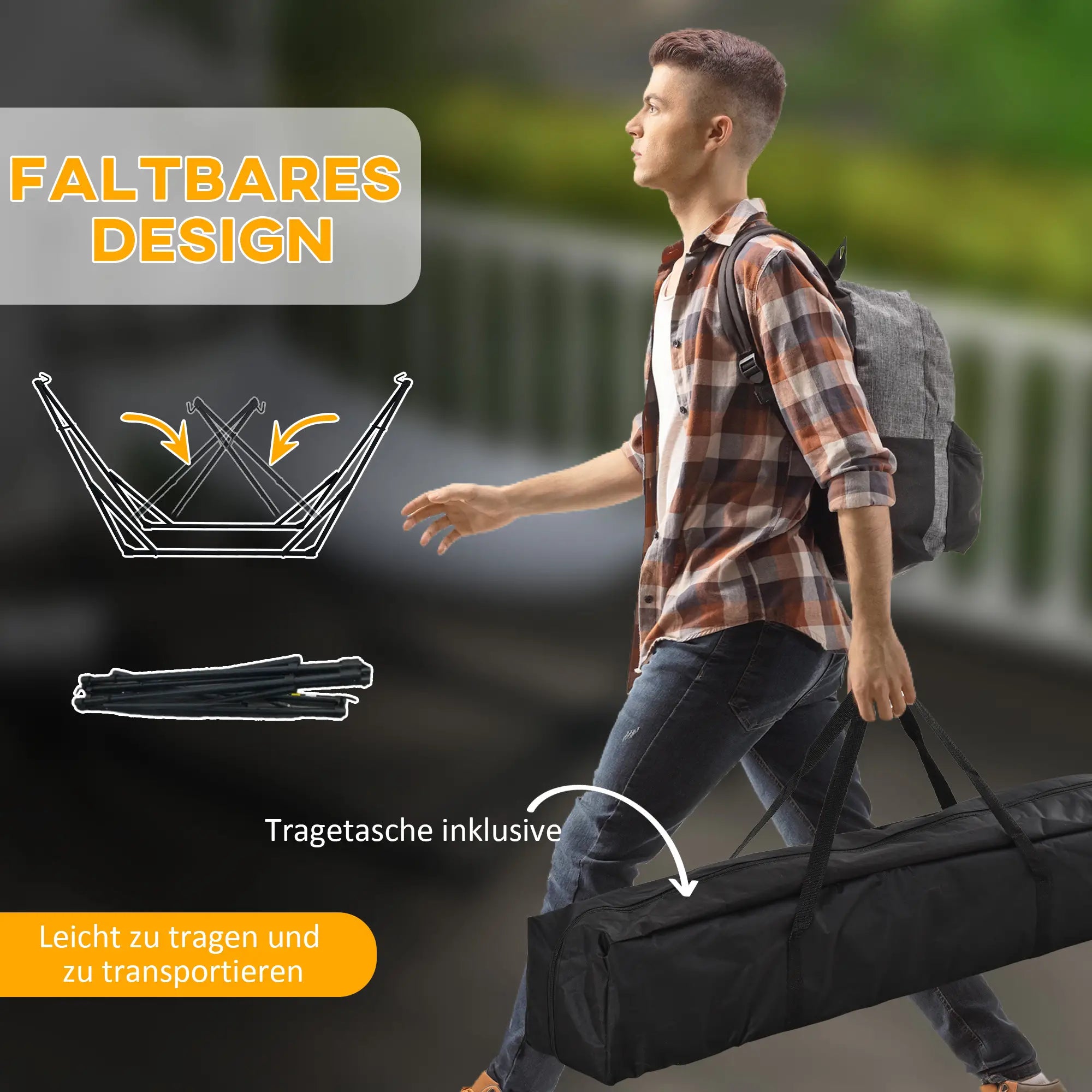 Hängemattengestell mit Hängematte & Tasche, bis 120?kg