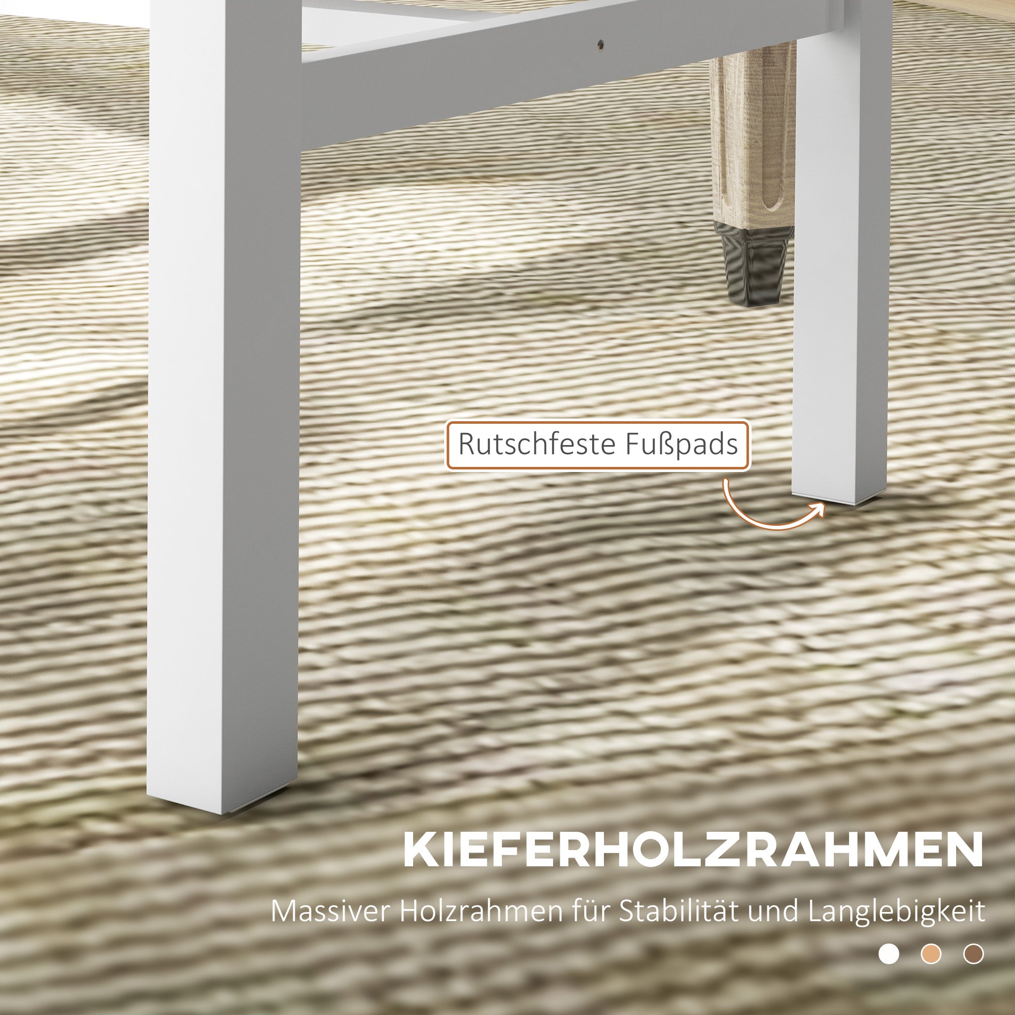 HOMCOM 2er-Set Küchenstühle Esszimmerstühle Stühle, Massivholz, modernes Design, 38, 5 cm x 47,5 cm x 99 cm, Weiß