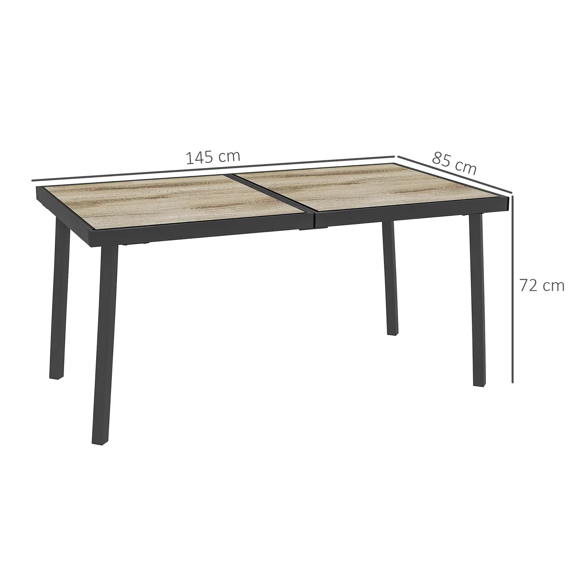 Gartentisch 145x85?cm für 6 Personen, Holzoptik Grau