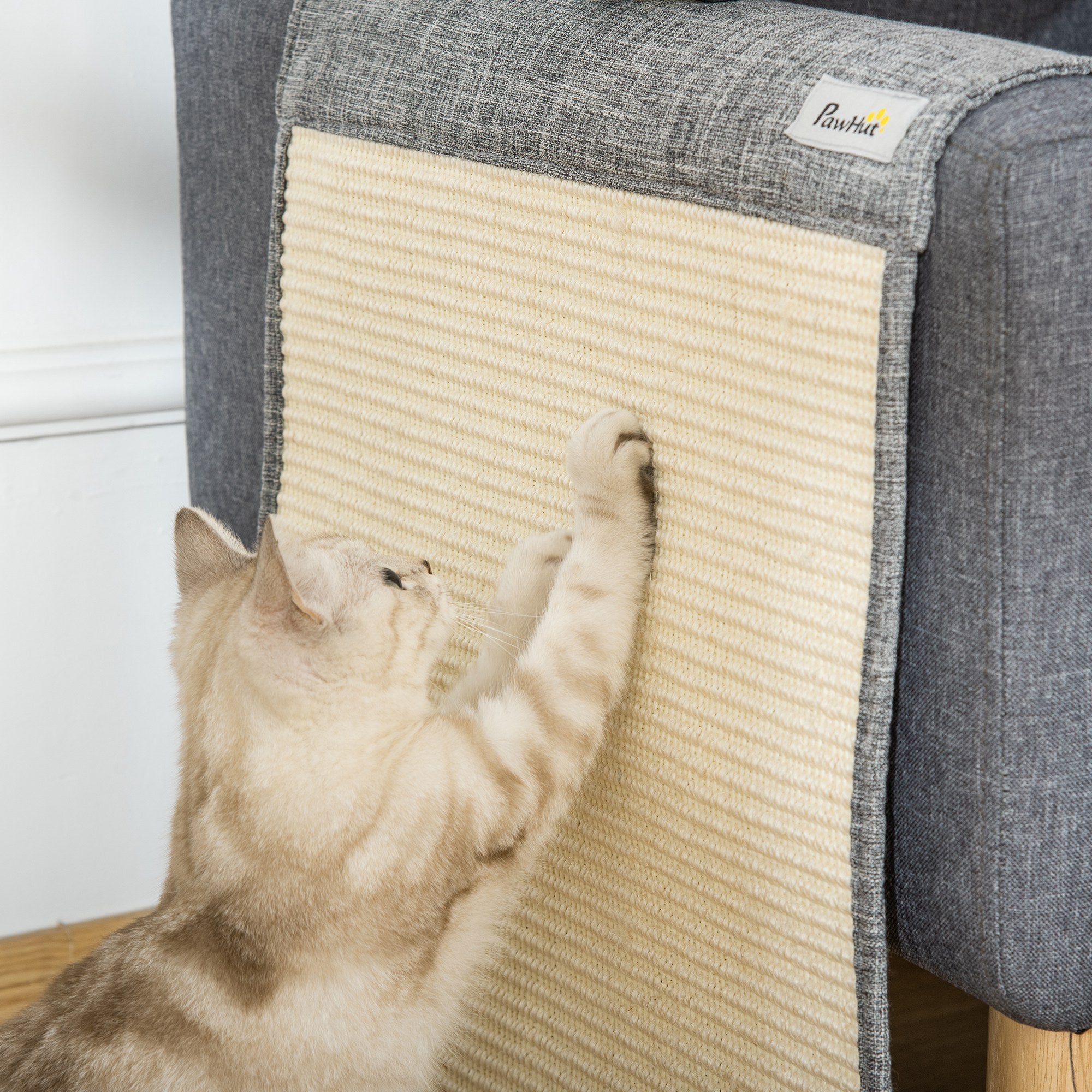 PawHut 2er Kratzmatte Kratzschutz Sofa Sisal Kratzteppich für Katze Sessel Couch Katzenkratzmatte Grau 130 x 45 x 0,3 cm