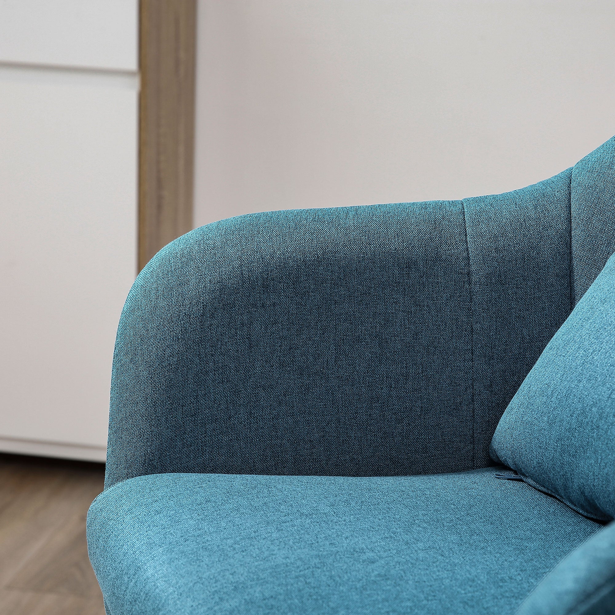 HOMCOM Drehstuhl, leinenartiges Polyester, Metall, 60 x 60 x 79-91 cm, Blau