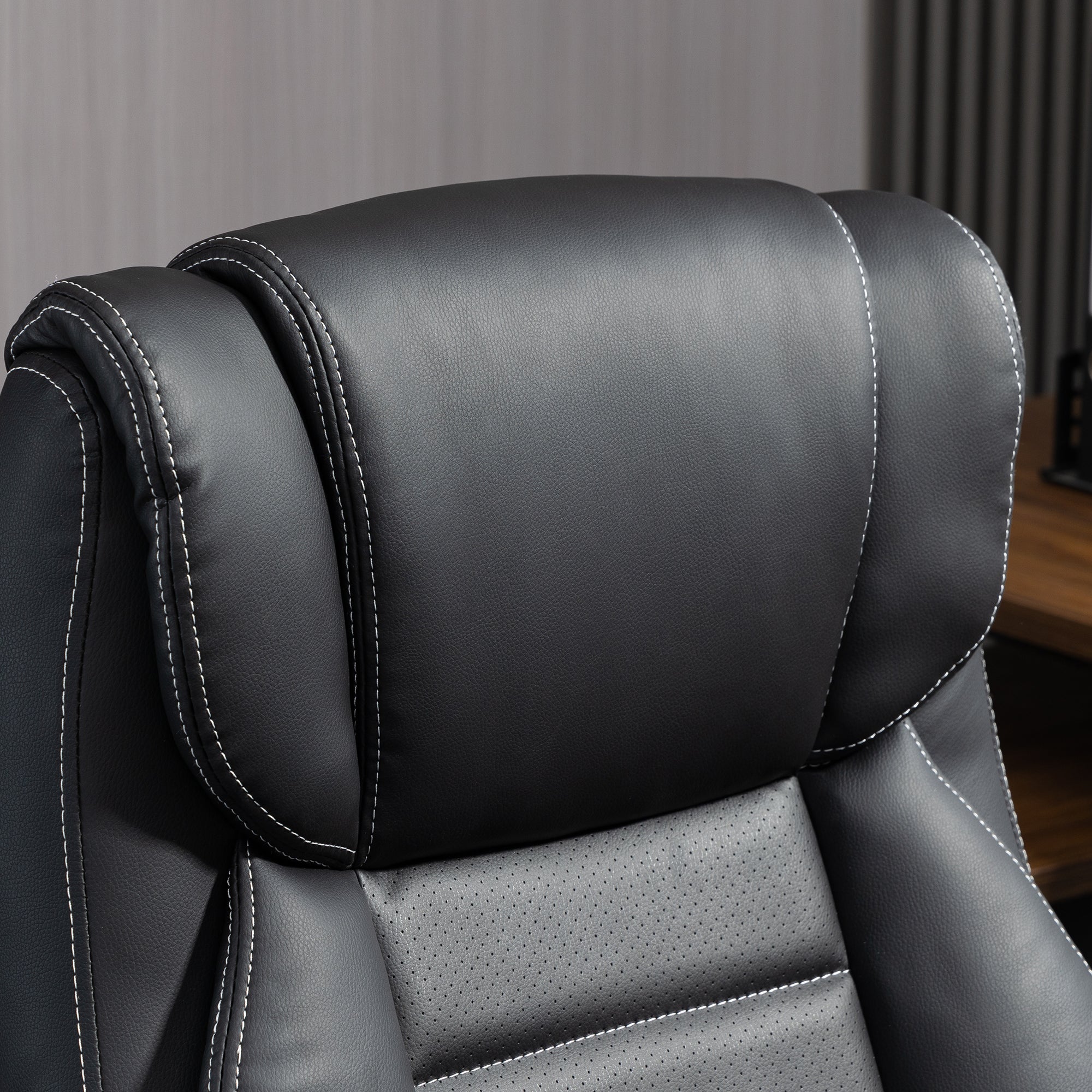 Vinsetto Bürostuhl mit Massage höhenverstellbarer Chefsessel ergonomischer Drehstuhl Gamingstuhl Computerstuhl Massage Sessel 6 Vibrationspunkte Leinen-Gefühl einstellbar Schwarz 66 x 78 x 112-120 cm