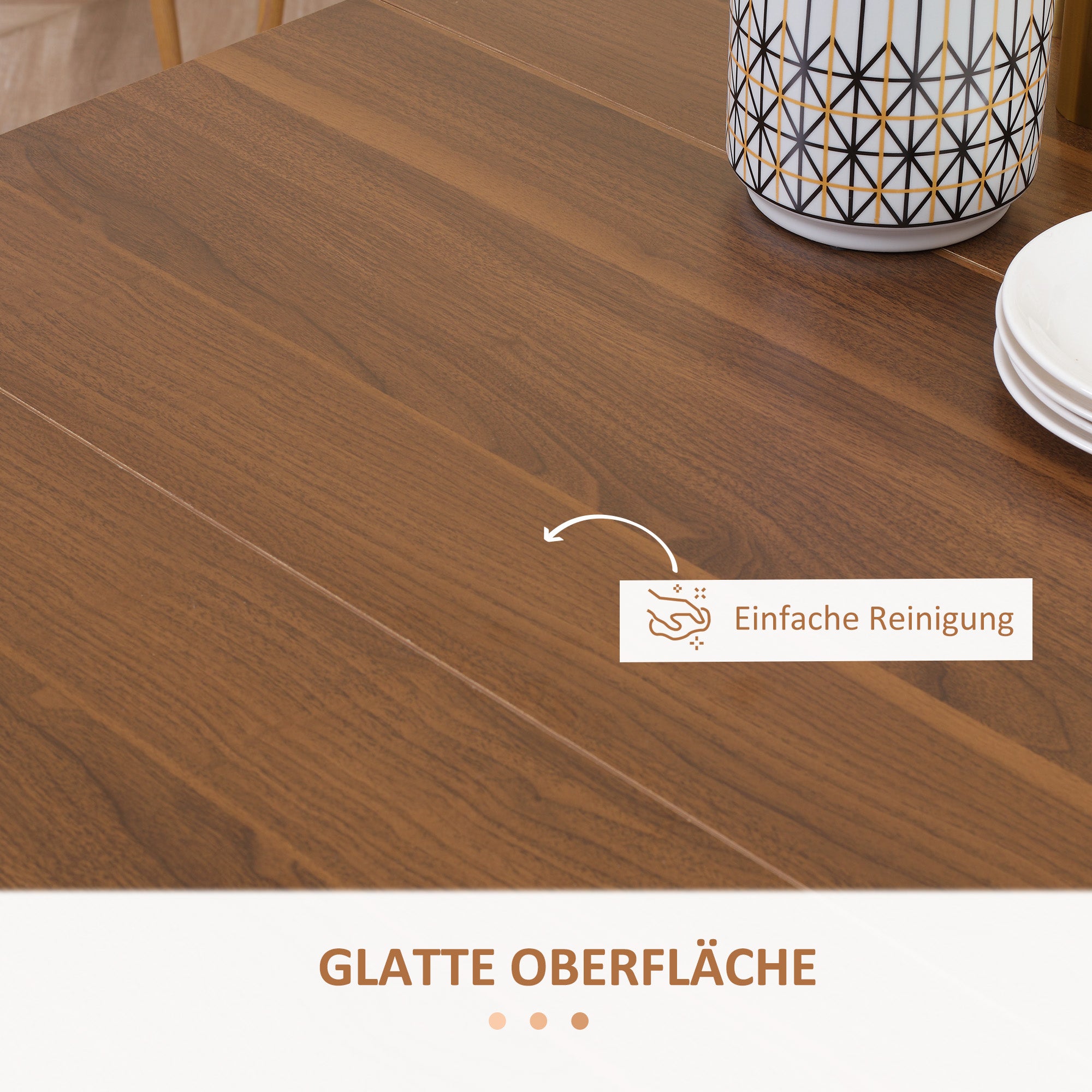 HOMCOM Ausklappbarer Esstisch Ausziehbarer Esstisch  Esstisch, mobil, modernes Design, 180cm x 85cm x 75cm, Braun