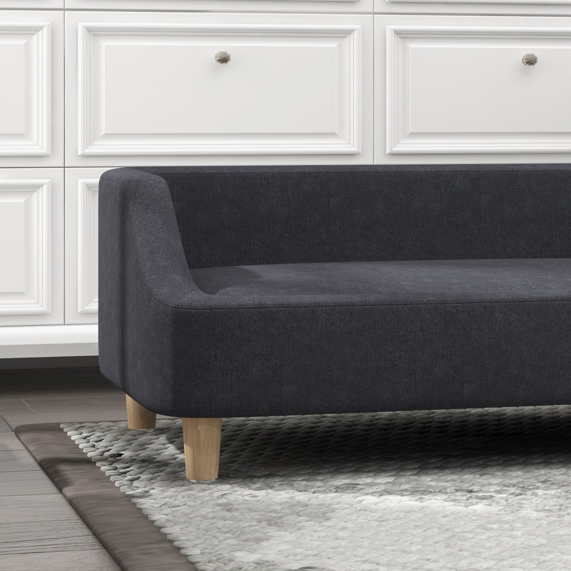 PawHut Hundesofa, Haustiersofa Katzensofa Hundebett für mittelgroße und große Hunde, Hundecouch mit Erhöhtem Design, Hundesessel mit Holzbeine, Dunkelgrau, 95 x 63 x 39 cm