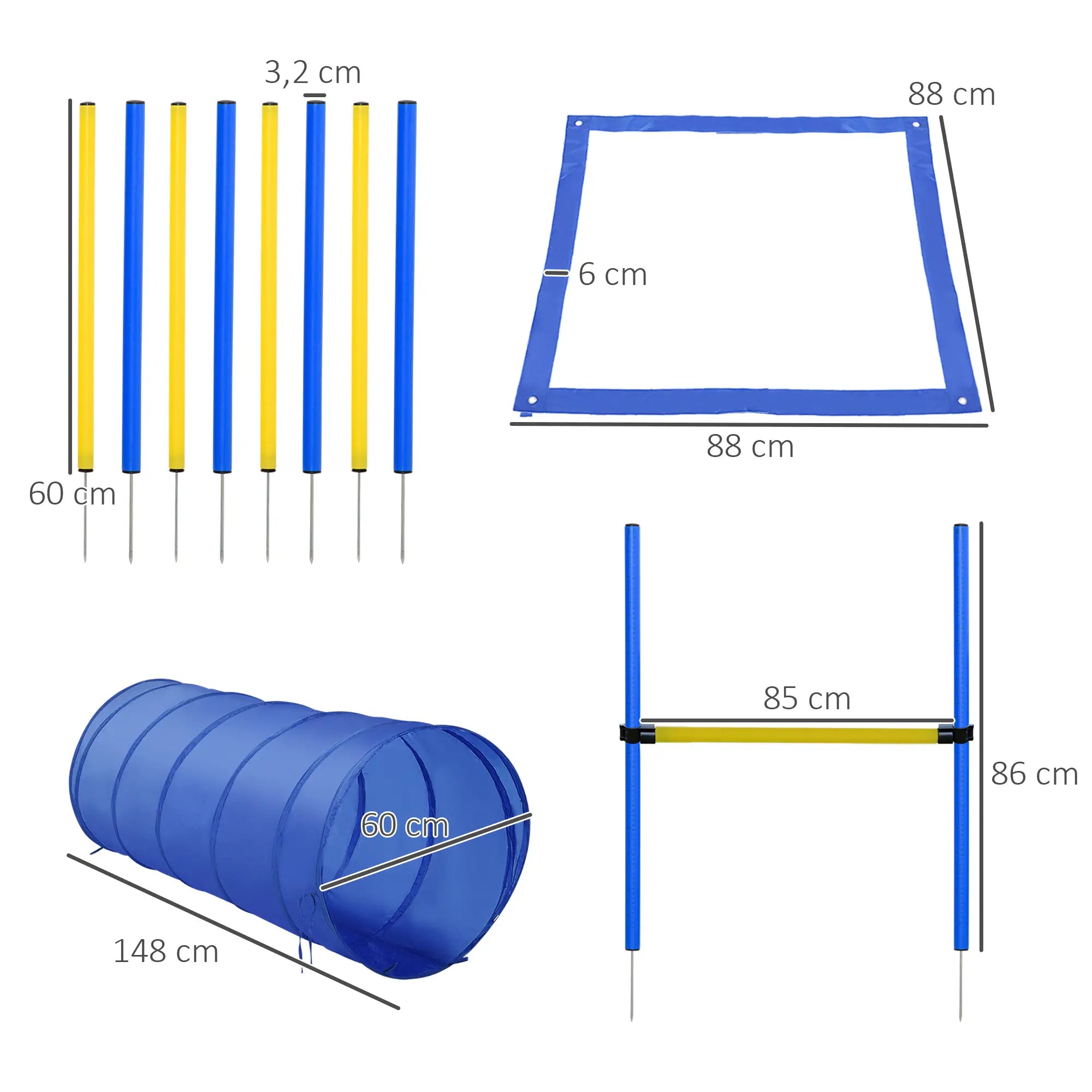 PawHut Agility Training Set Slalom Haies Tunnel Dog Sports