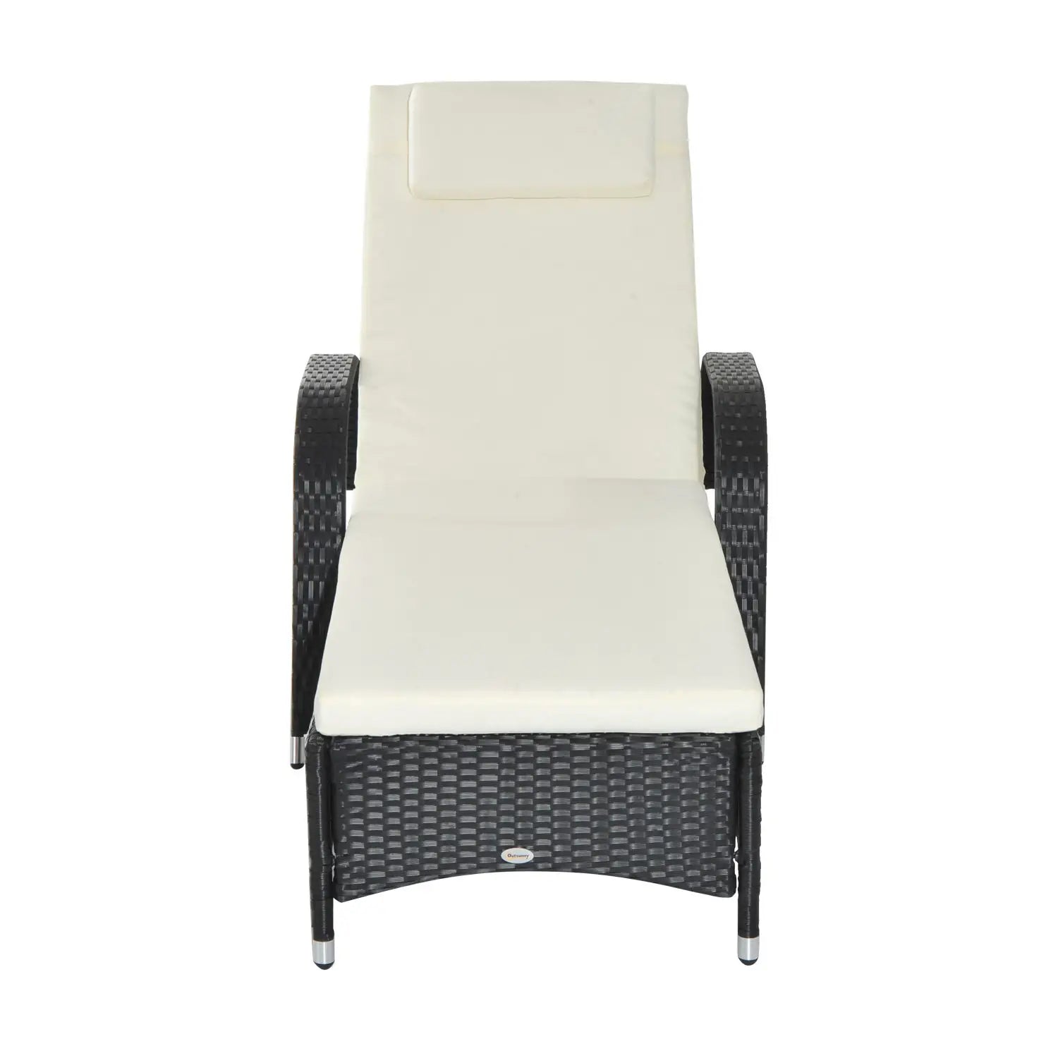 Outsunny Gartenliege Polyrattan mit Rollen 5-fach verstellbar