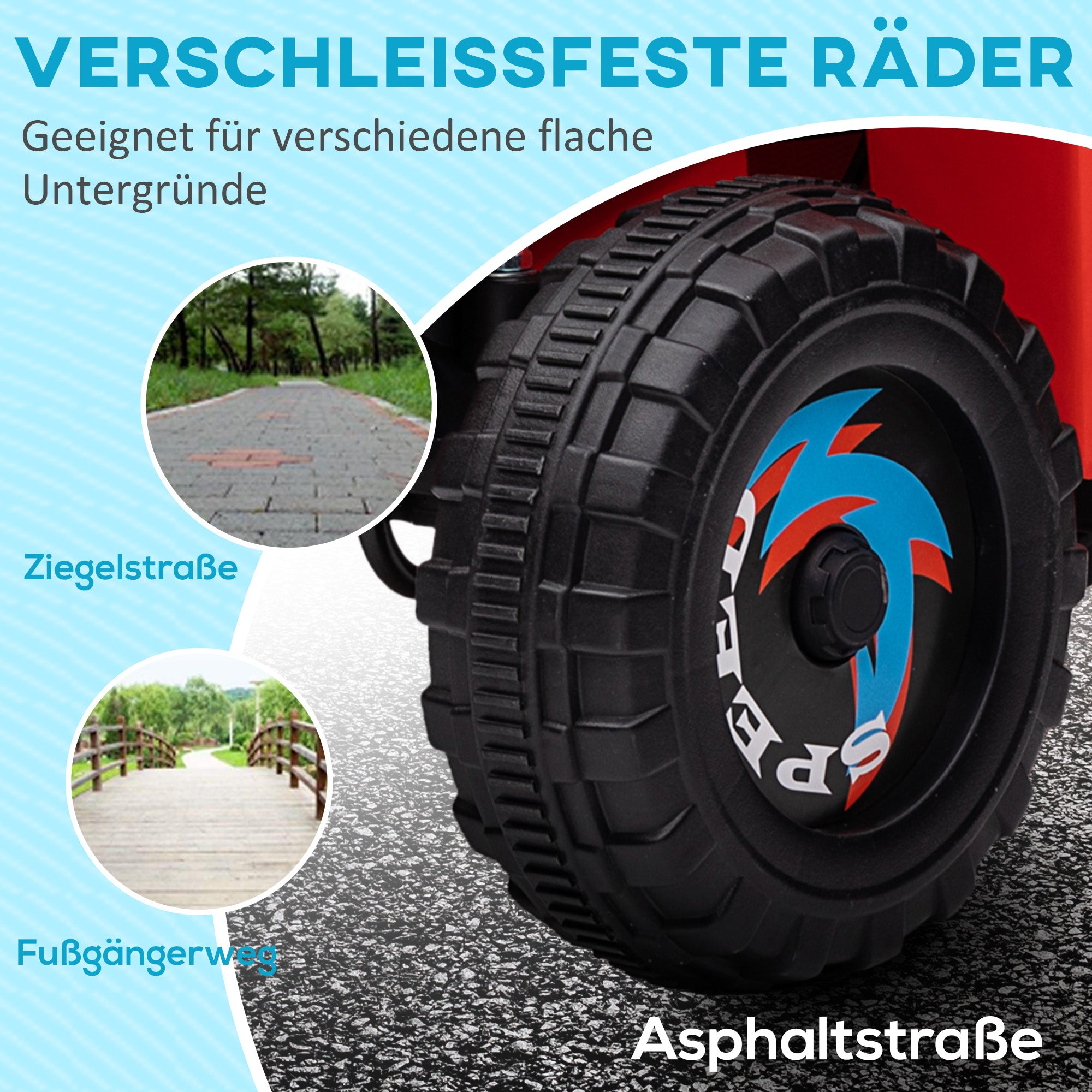 HOMCOM Elektro-Kinderquad mit Anhänger, 2,5 km/h, 50 Minuten Fahrtzeit, für 1,5 bis 3 Jahre, bis 25 kg, Rot