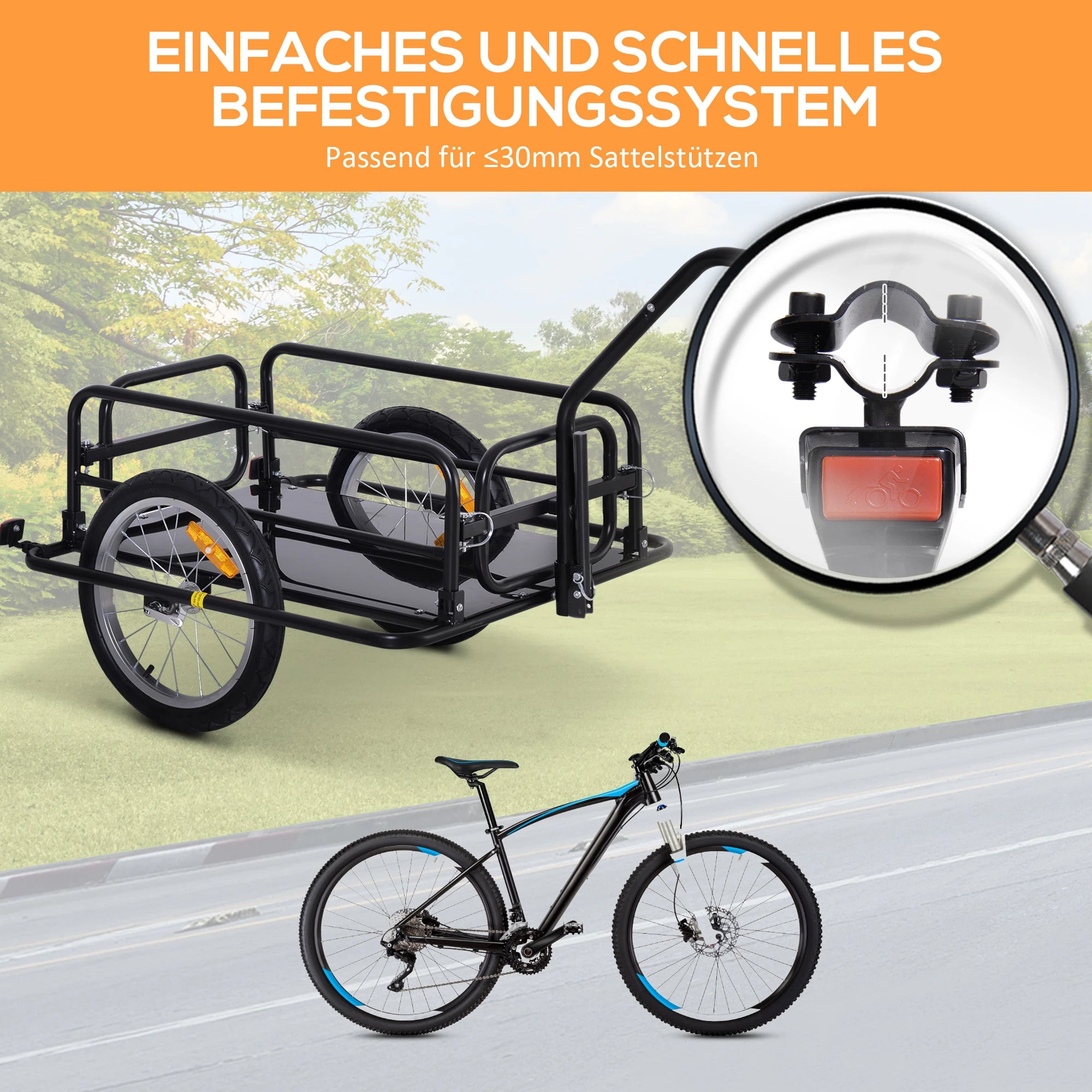 HOMCOM Fahrradanhänger Lastenanhänger klappbar Universal-Kupplung