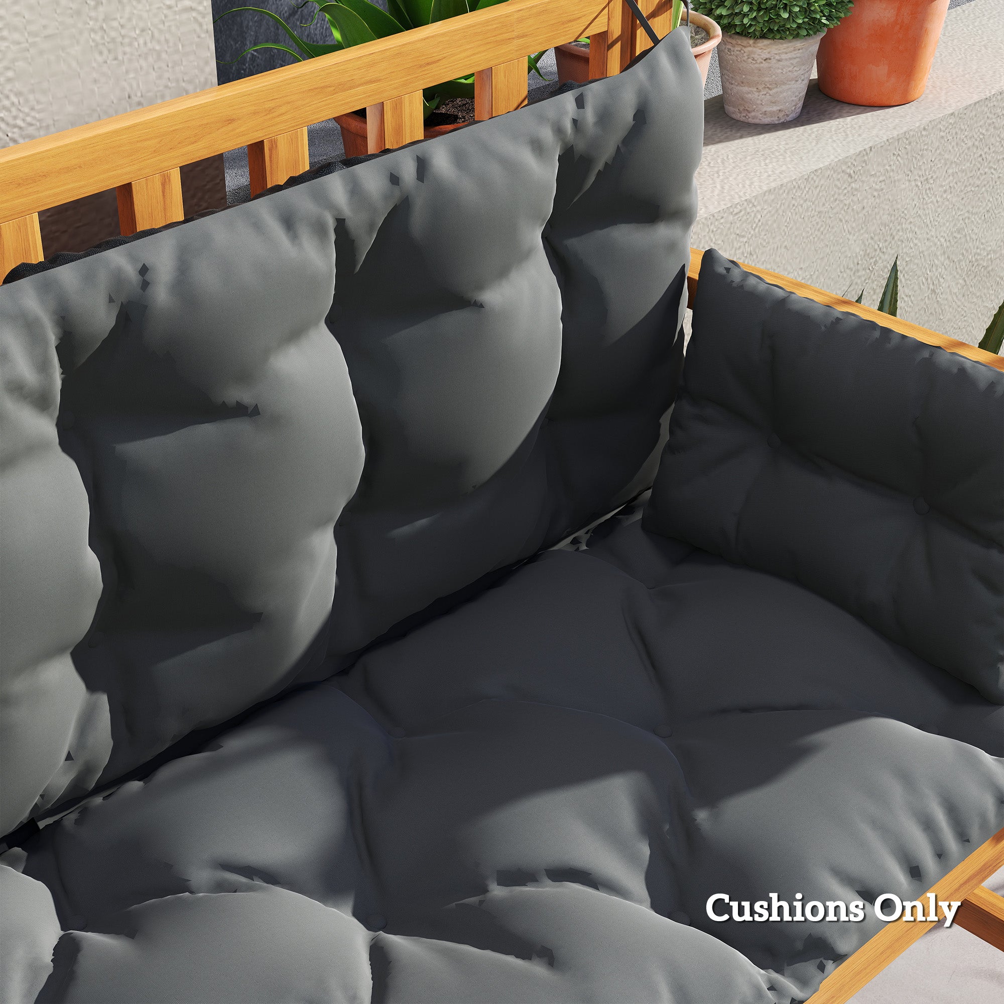 Outsunny Outdoor-Kissen-Set für Bank oder Hollywoodschaukel, zweifarbig, Polyester, Schaumstoff, 180 x 110 x 8 cm, Dunkelgrau