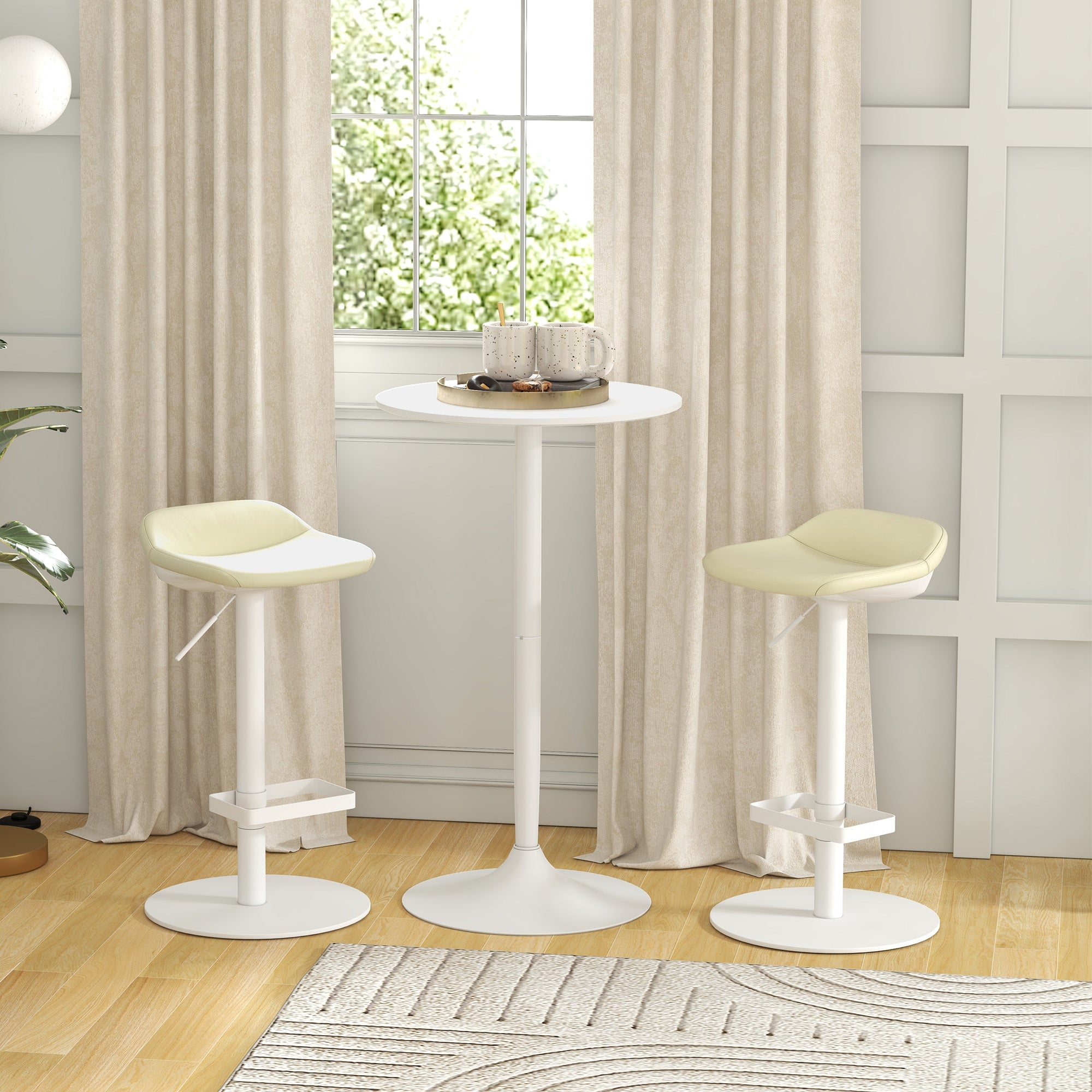 HOMCOM Bartisch Stehtisch, Tisch für 2 Personen, 60 x 60 x 102 cm, Weiß