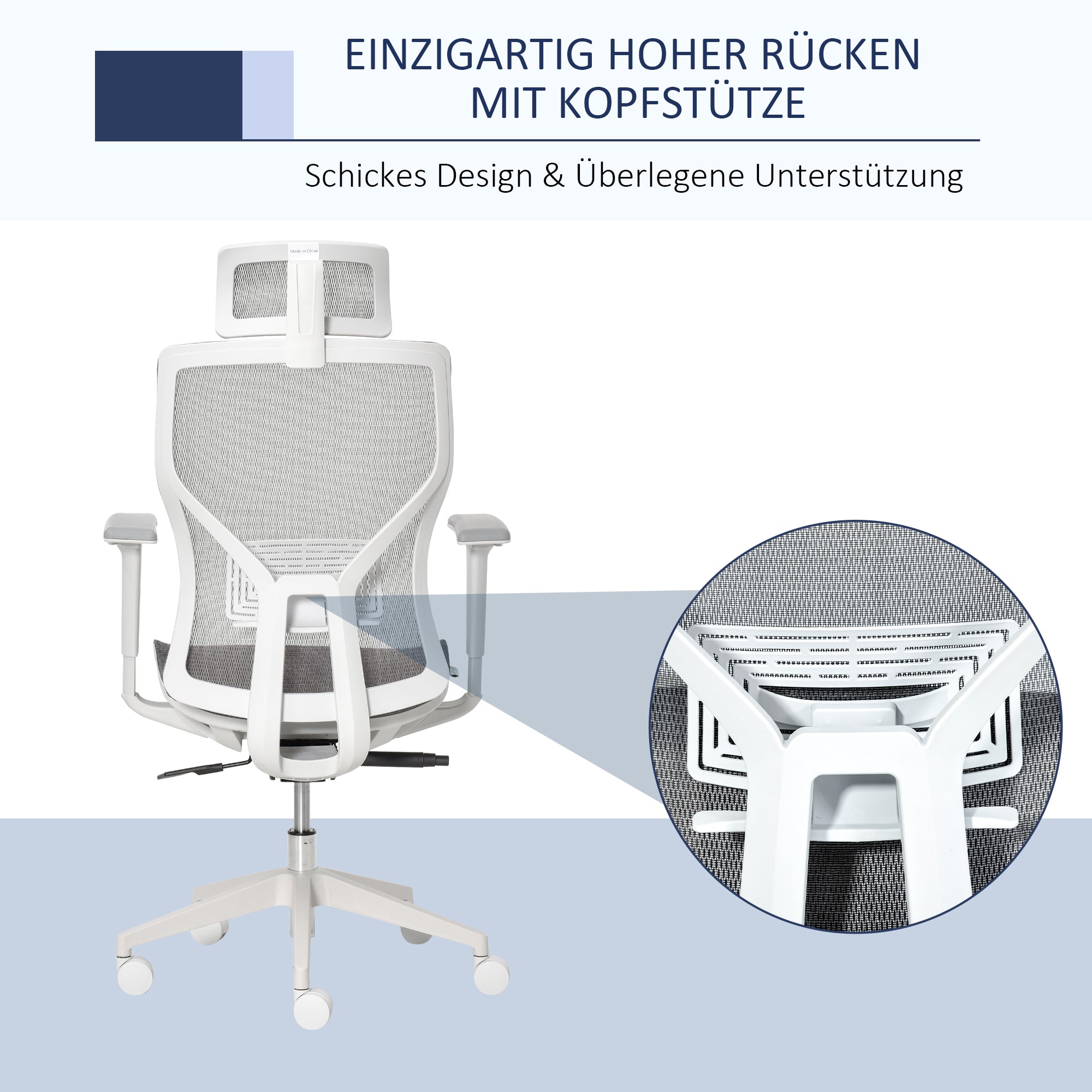 Vinsetto Bürostuhl Schreibtischstuhl Drehstuhl Gamingstuhl mit Kopflehne Lendenkissen 3D-Armlehne 3 Stufen 360°-Drehräder höhenverstellbar ergonomisch Mesh-Stoff Schaumstoff Grau 67 x 65 x 120-128 cm